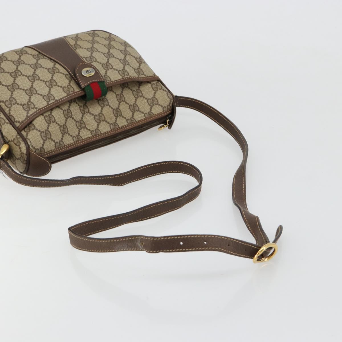 GUCCI GG Supreme Web Sherry Line Bag PVC Beige Gold 001 754 6177 Auth 184360A
