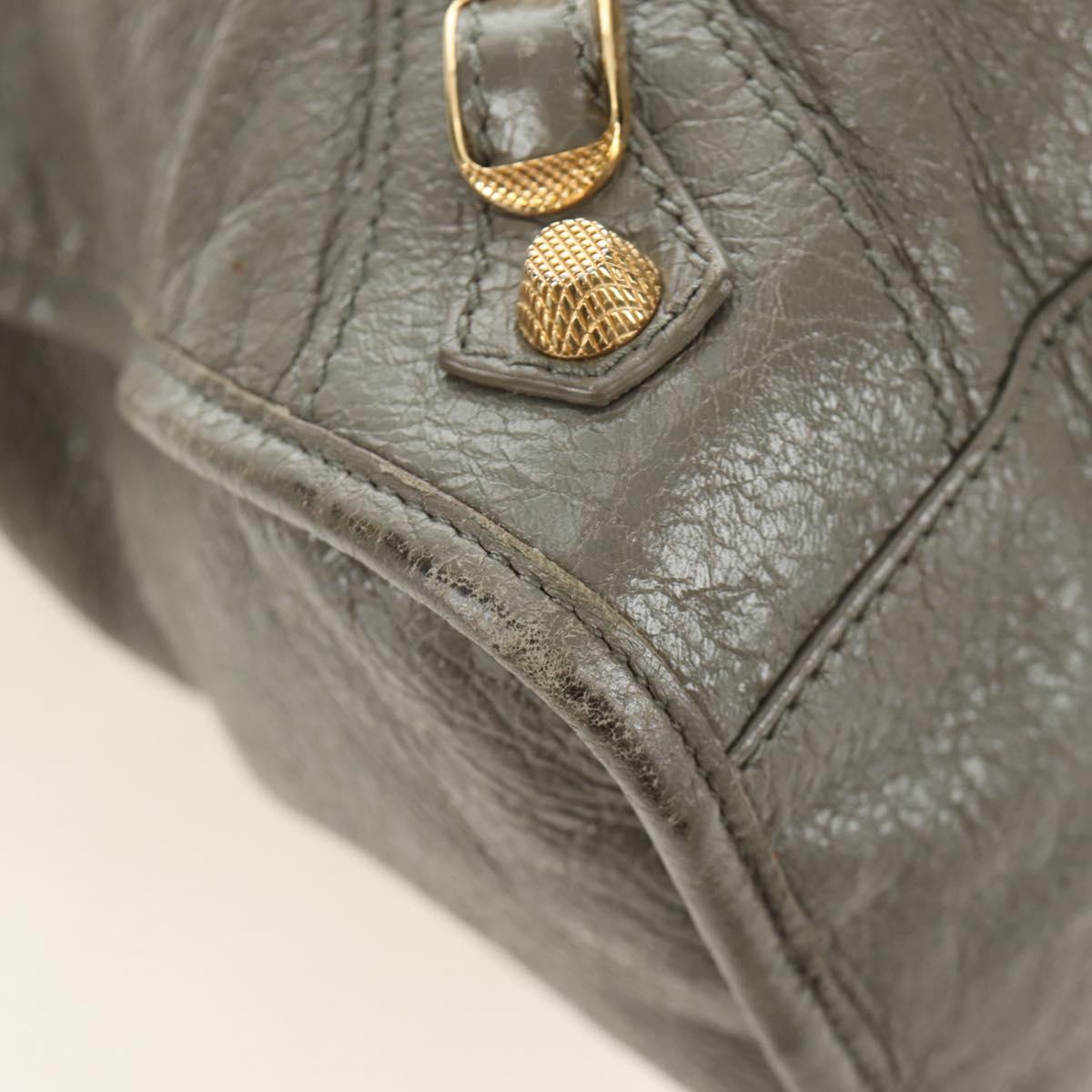 BALENCIAGA The Giant City Hand Bag Leather 2way Gray Gold 281770 Auth 184362M