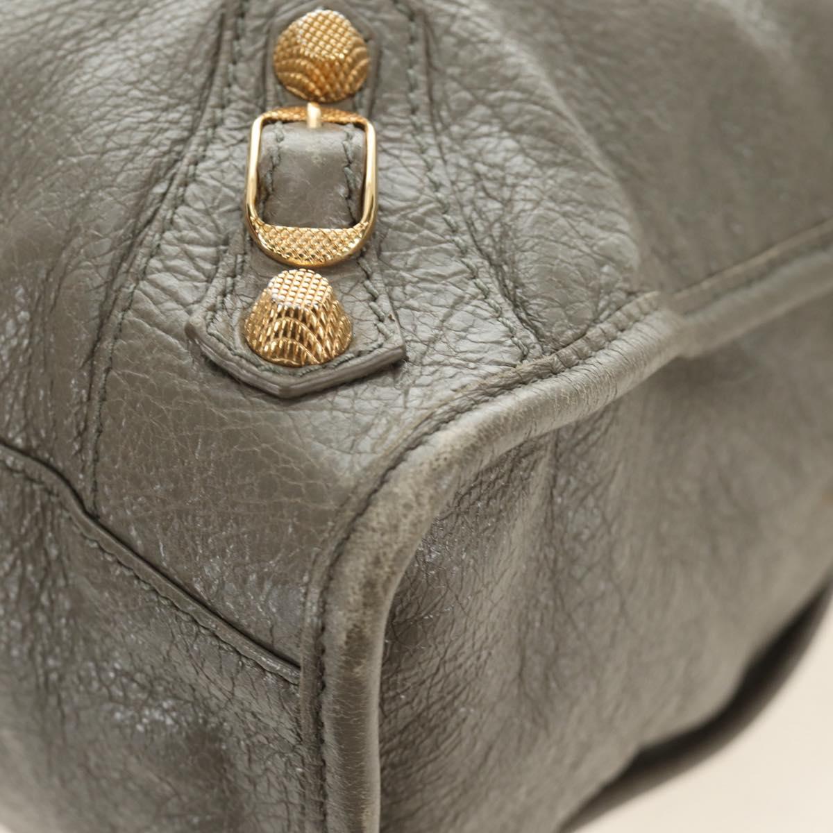 BALENCIAGA The Giant City Hand Bag Leather 2way Gray Gold 281770 Auth 184362M