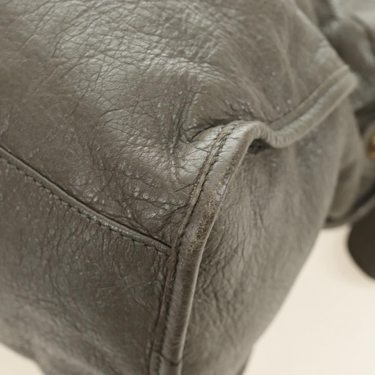 BALENCIAGA The Giant City Hand Bag Leather 2way Gray Gold 281770 Auth 184362M