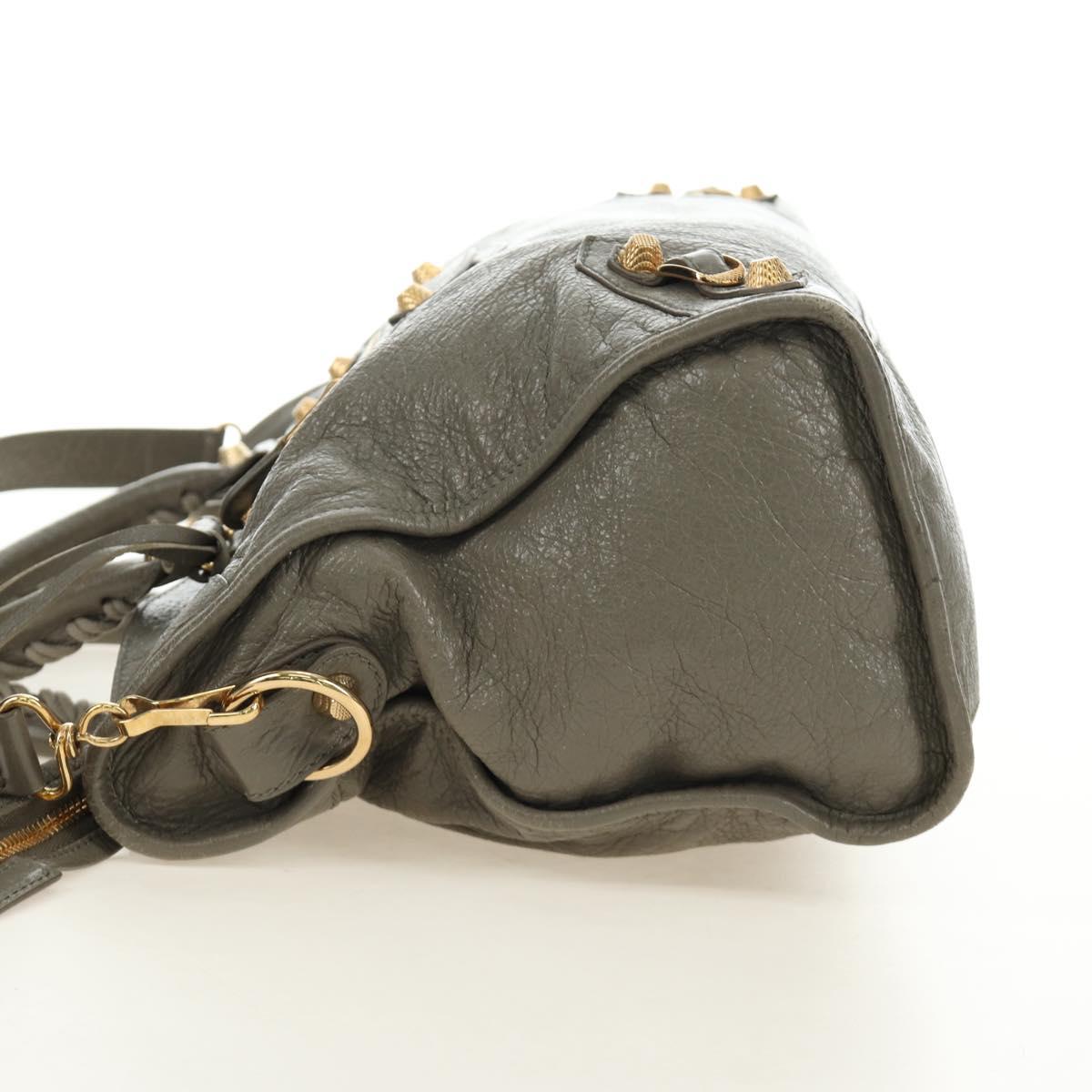 BALENCIAGA The Giant City Hand Bag Leather 2way Gray Gold 281770 Auth 184362M