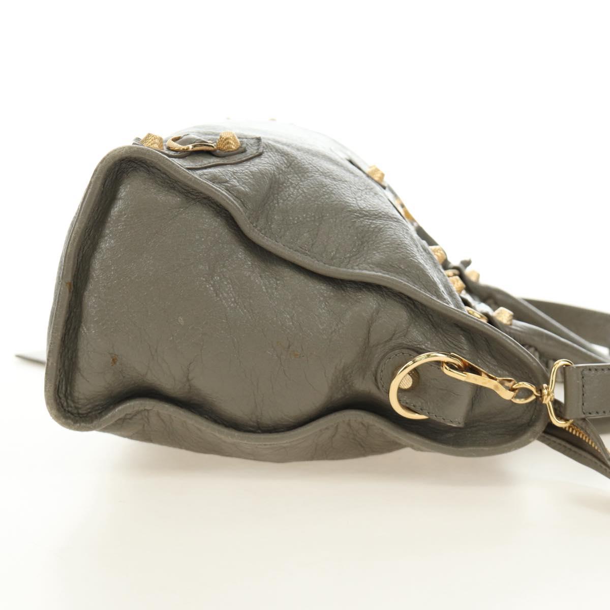 BALENCIAGA The Giant City Hand Bag Leather 2way Gray Gold 281770 Auth 184362M