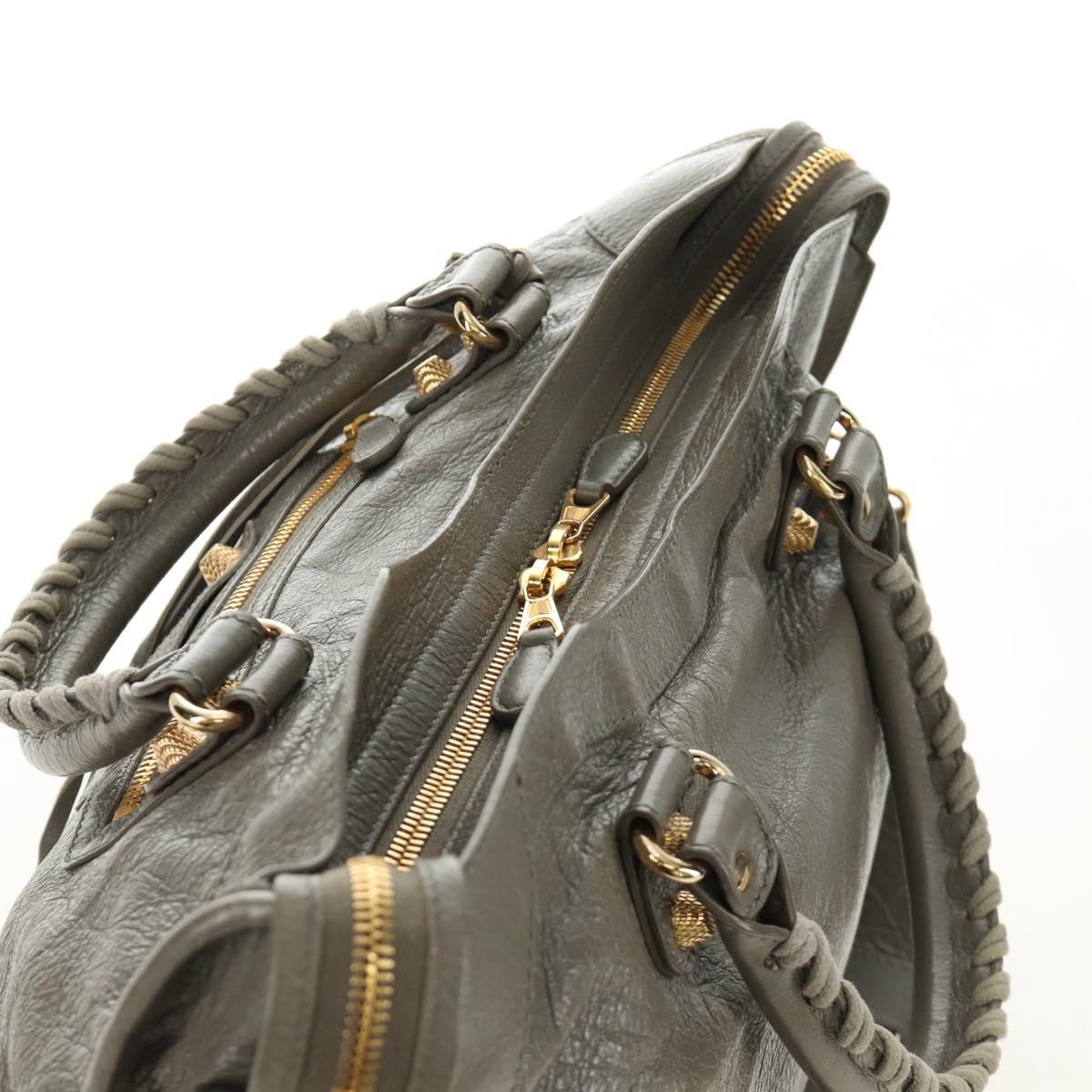 BALENCIAGA The Giant City Hand Bag Leather 2way Gray Gold 281770 Auth 184362M