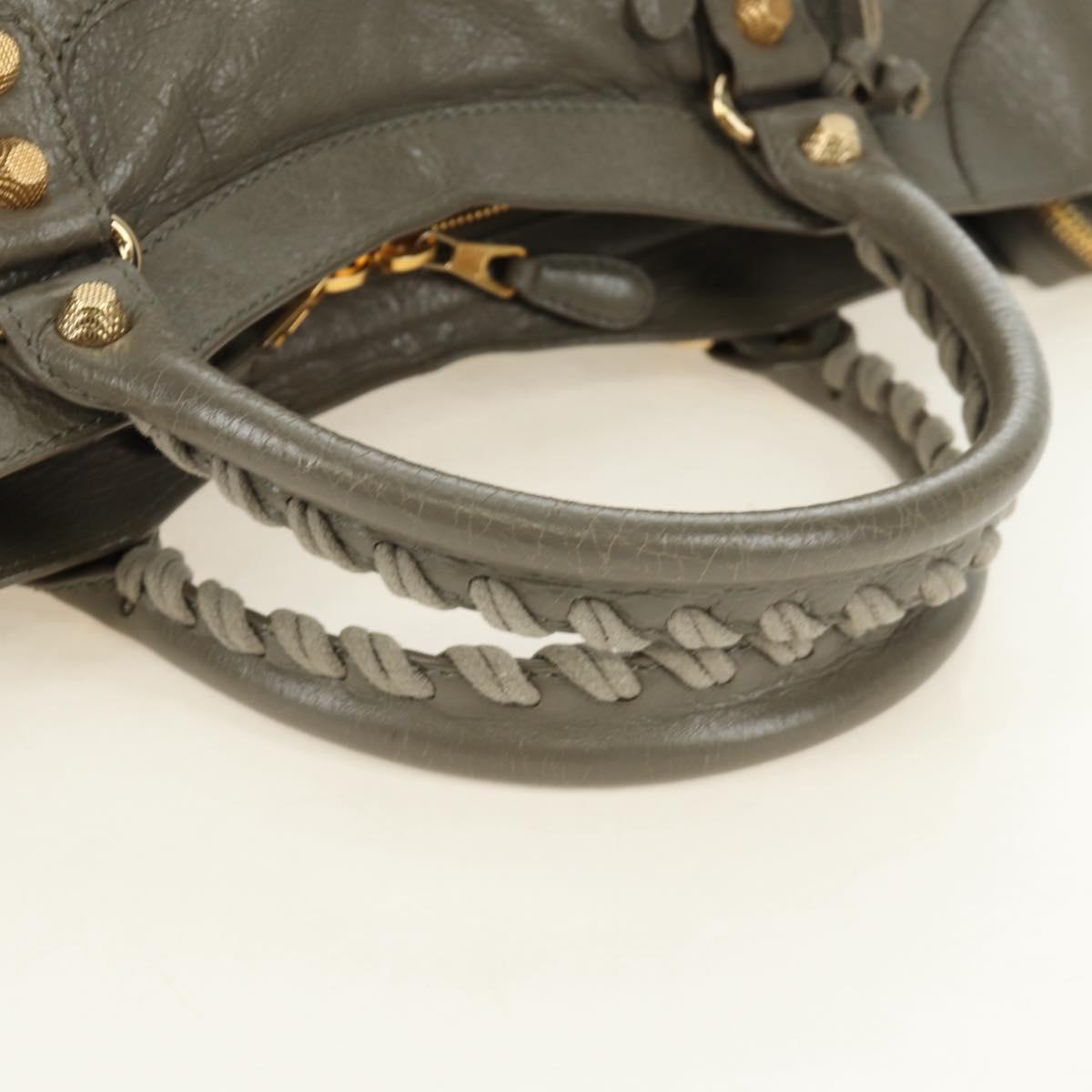 BALENCIAGA The Giant City Hand Bag Leather 2way Gray Gold 281770 Auth 184362M