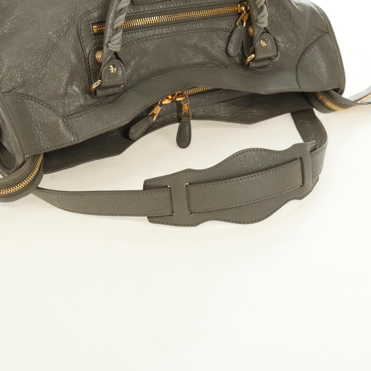 BALENCIAGA The Giant City Hand Bag Leather 2way Gray Gold 281770 Auth 184362M