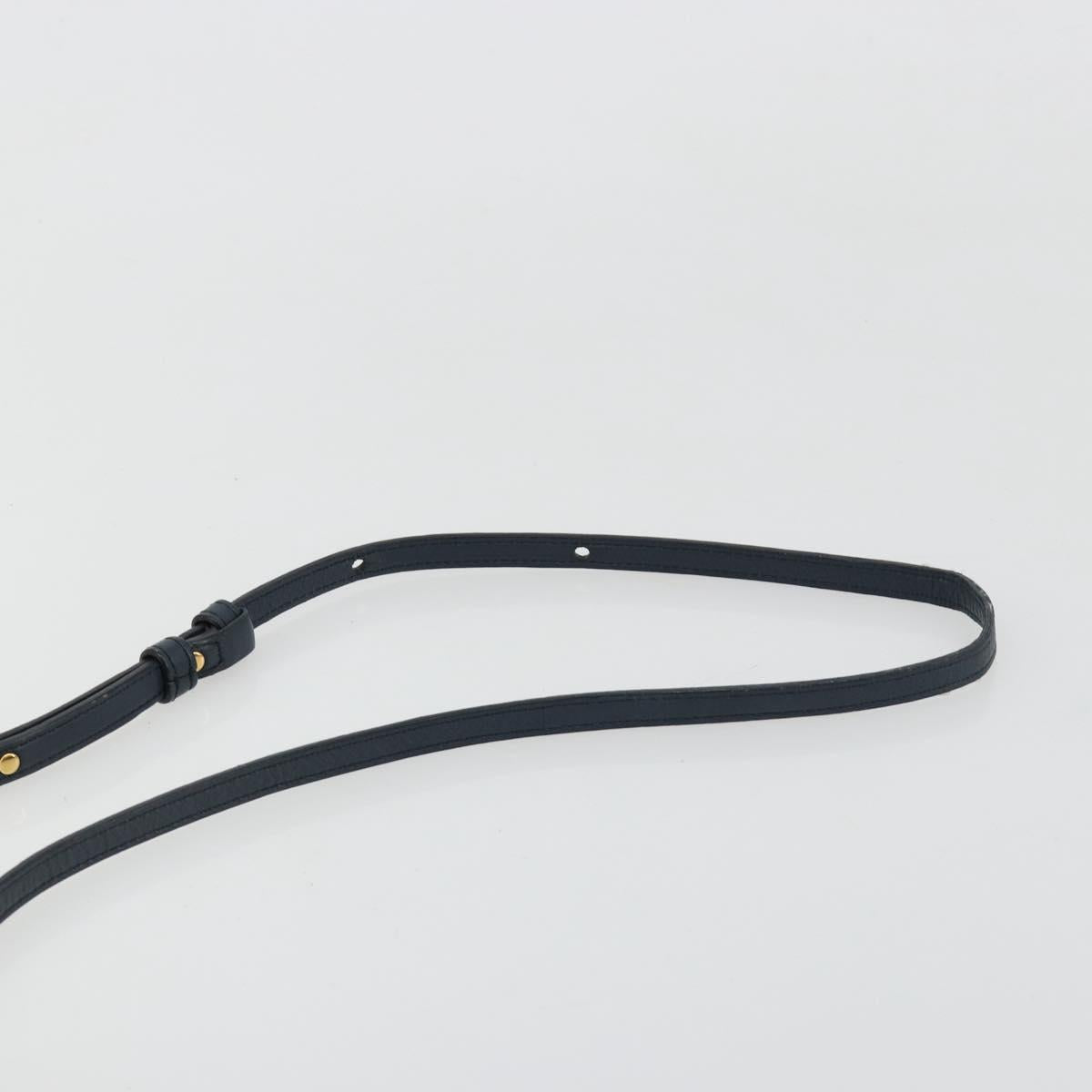 CELINE Trio Shoulder Bag Leather Navy Gold Auth 184367