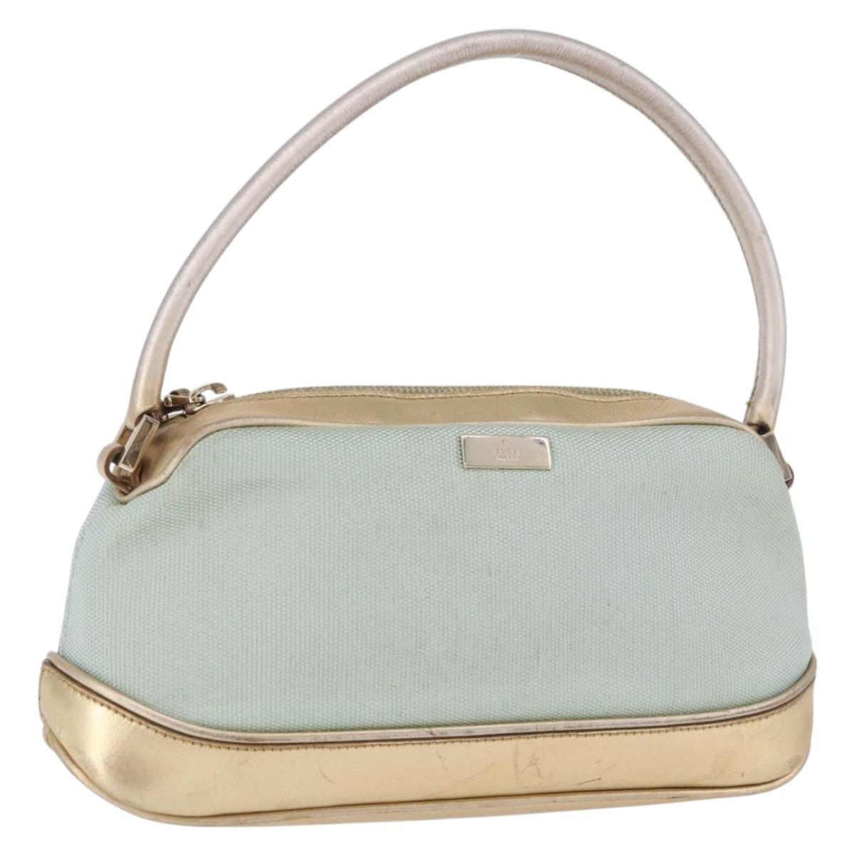 GUCCI Hand Bag Canvas Leather Light Blue 039 1133 Auth 184368A