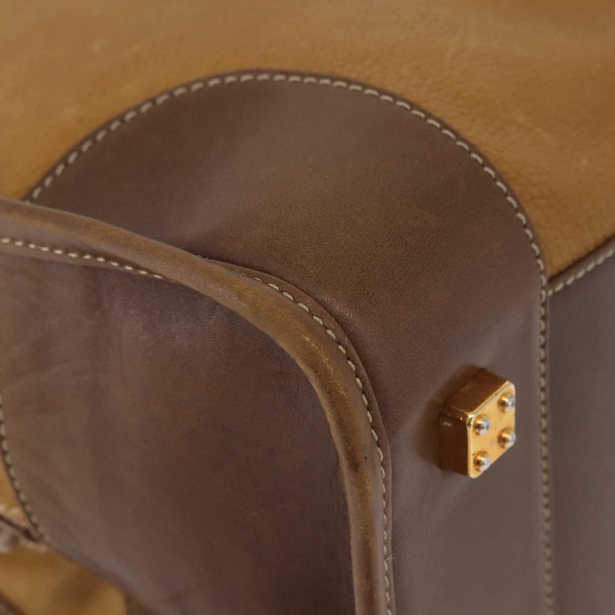LOEWE Amazona 32 Hand Bag Leather Brown Gold Auth 184369