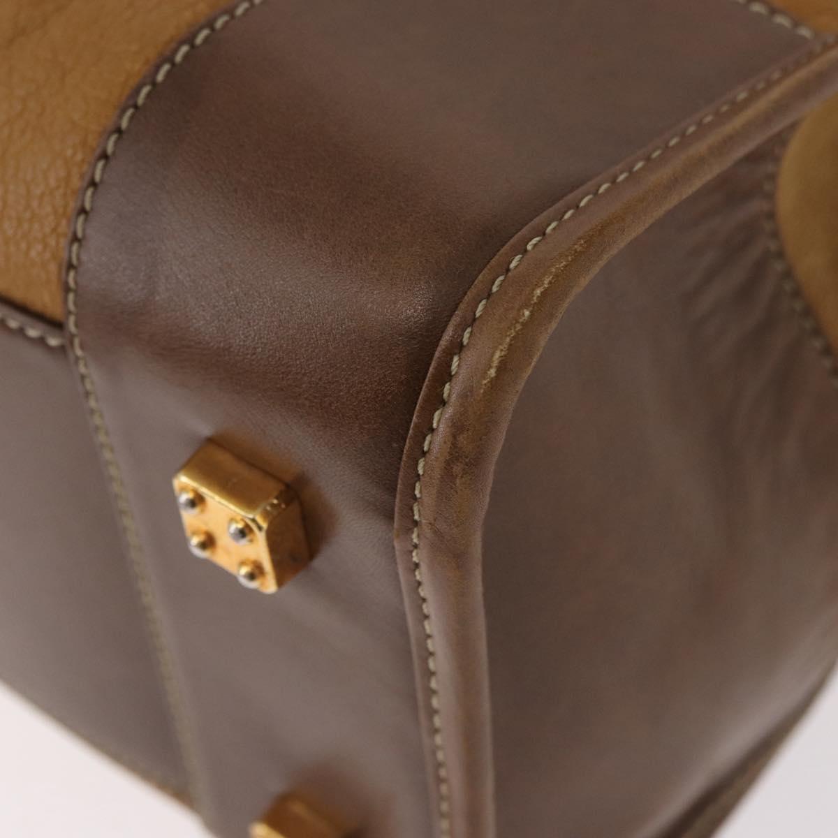 LOEWE Amazona 32 Hand Bag Leather Brown Gold Auth 184369