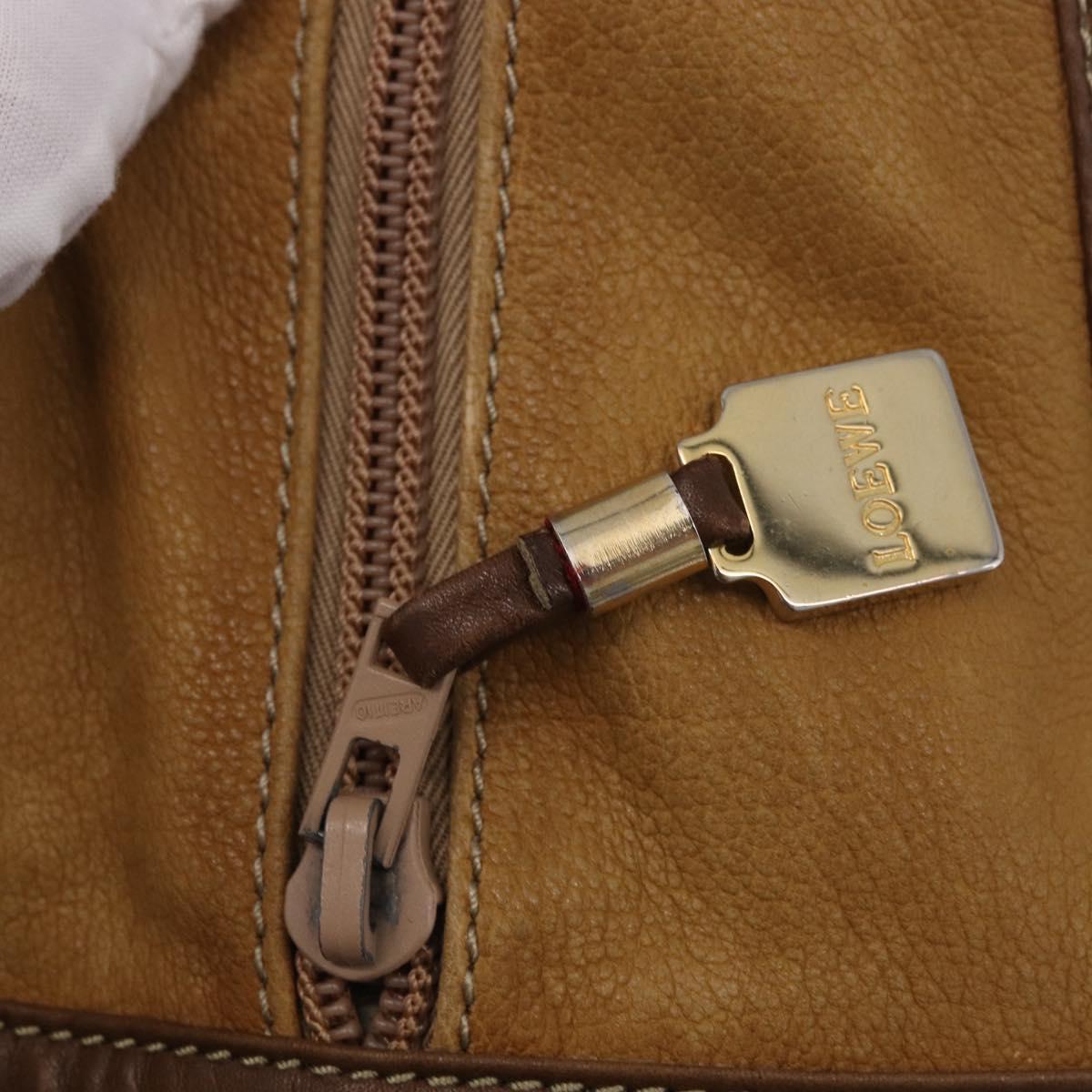 LOEWE Amazona 32 Hand Bag Leather Brown Gold Auth 184369