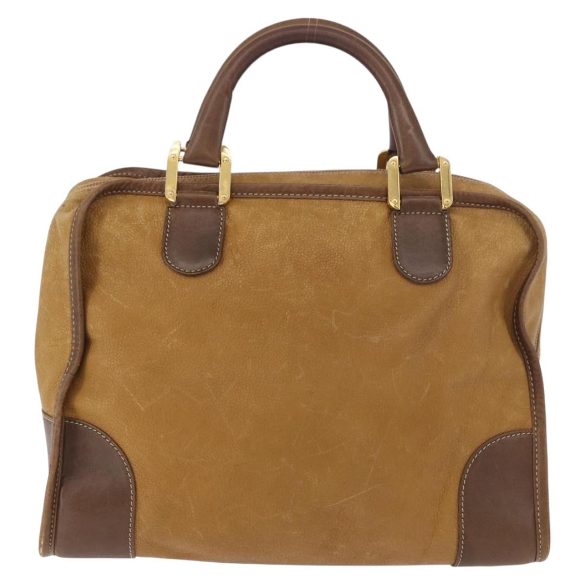 LOEWE Amazona 32 Hand Bag Leather Brown Gold Auth 184369