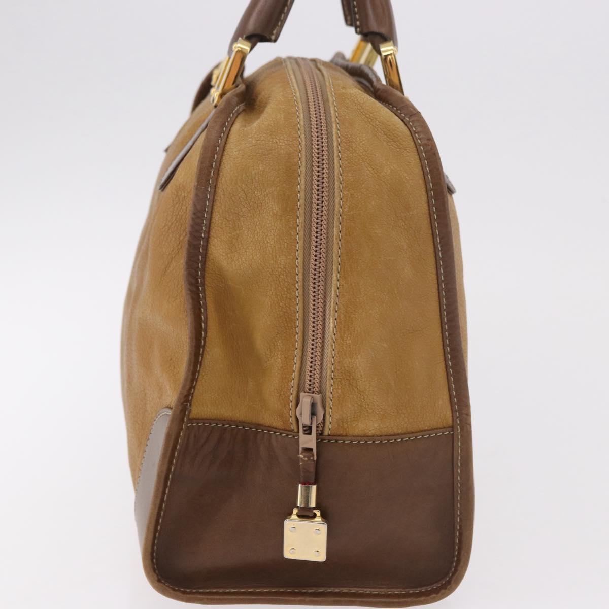 LOEWE Amazona 32 Hand Bag Leather Brown Gold Auth 184369