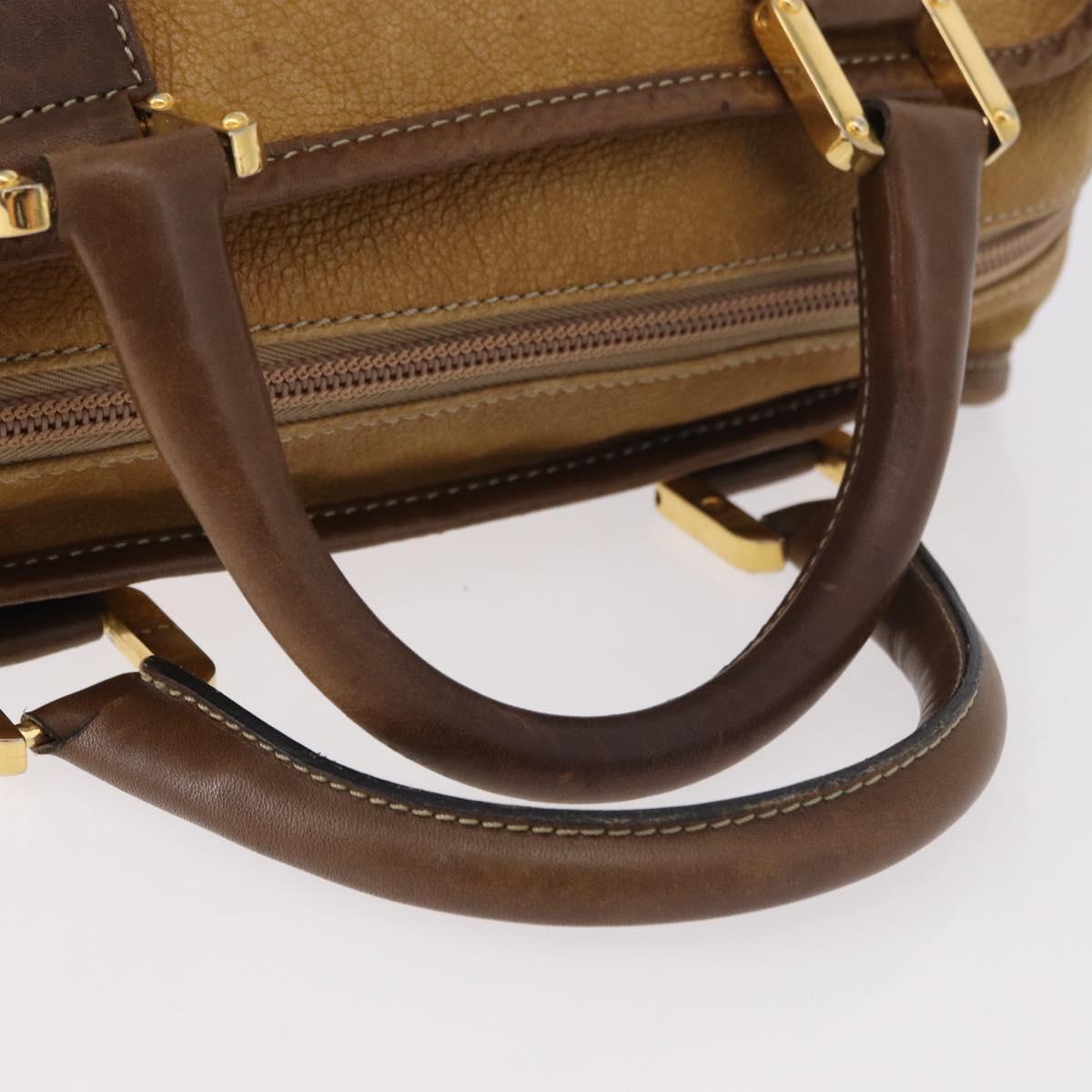 LOEWE Amazona 32 Hand Bag Leather Brown Gold Auth 184369