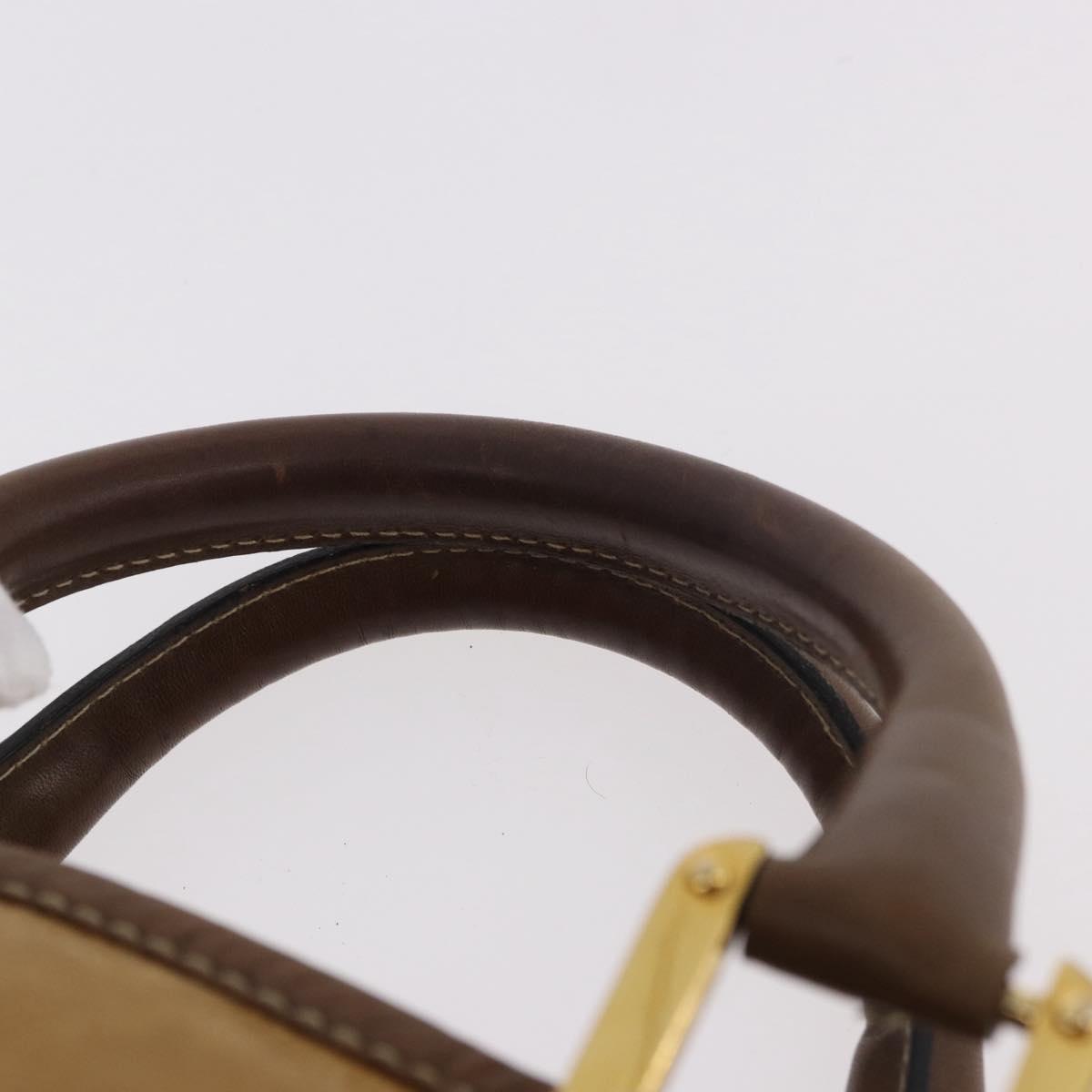 LOEWE Amazona 32 Hand Bag Leather Brown Gold Auth 184369
