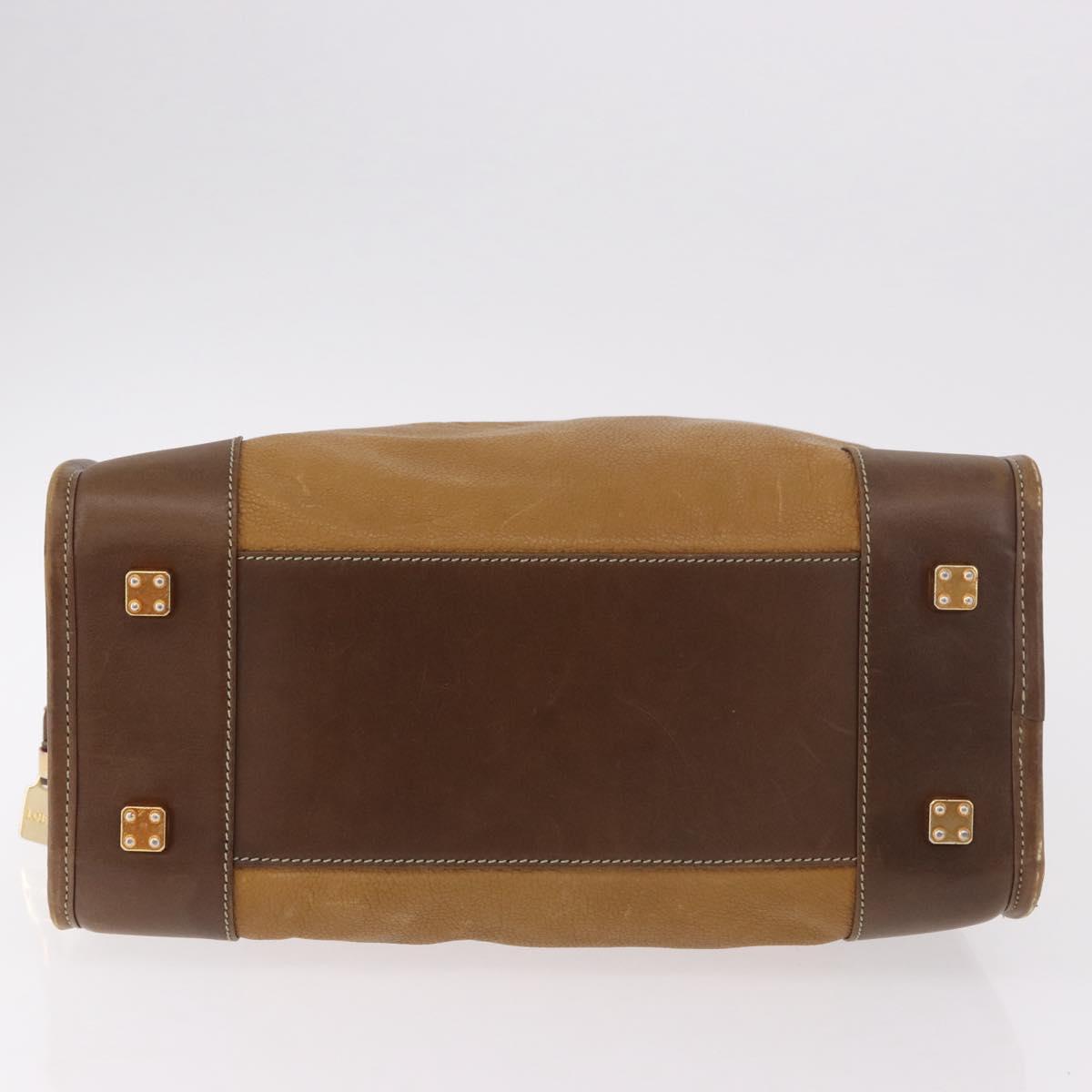 LOEWE Amazona 32 Hand Bag Leather Brown Gold Auth 184369