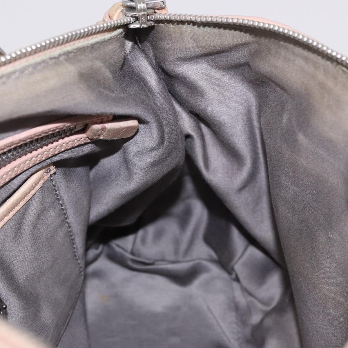 Miu Miu Hand Bag Leather 2way Beige Silver Auth 184373