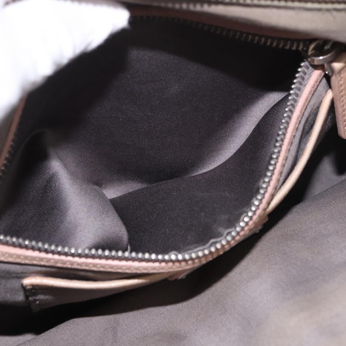 Miu Miu Hand Bag Leather 2way Beige Silver Auth 184373
