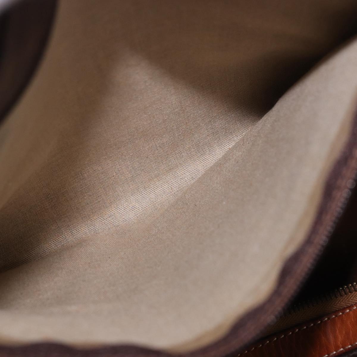 CELINE Macadam Canvas Boston Bag PVC Leather Brown Gold Auth 184375