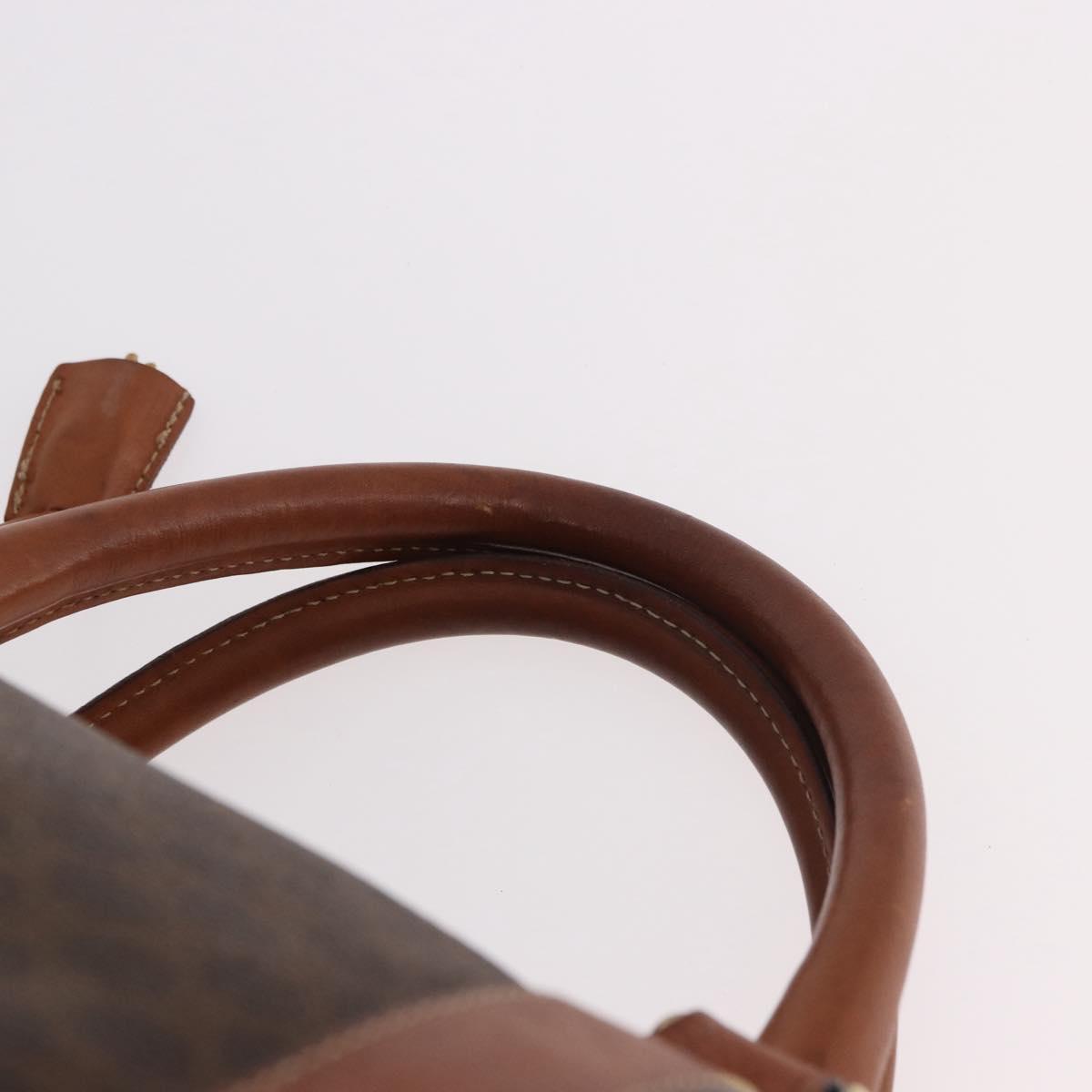 CELINE Macadam Canvas Boston Bag PVC Leather Brown Gold Auth 184375