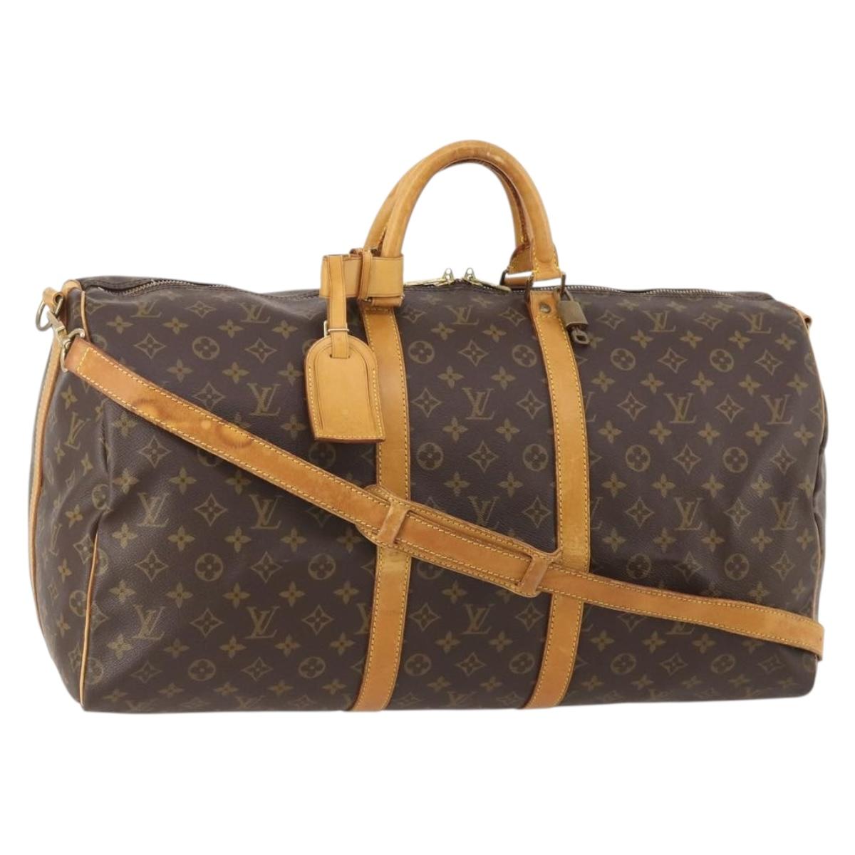 LOUIS VUITTON Monogram Keepall Bandouliere 55 Boston Bag M41414 LV Auth 184377