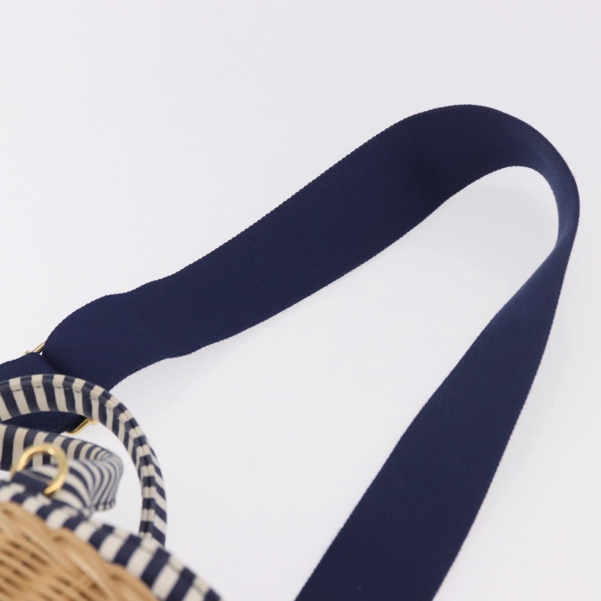 PRADA Hand Bag Rattan Beige Gold Auth 184379SAM