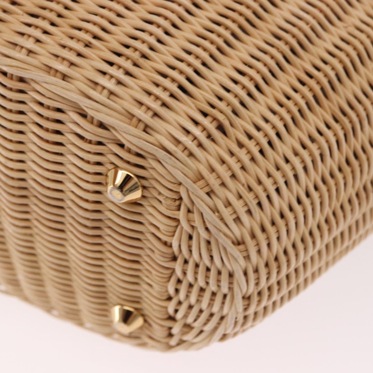 PRADA Hand Bag Rattan Beige Gold Auth 184379SAM