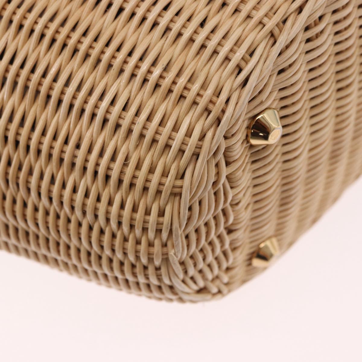 PRADA Hand Bag Rattan Beige Gold Auth 184379SAM