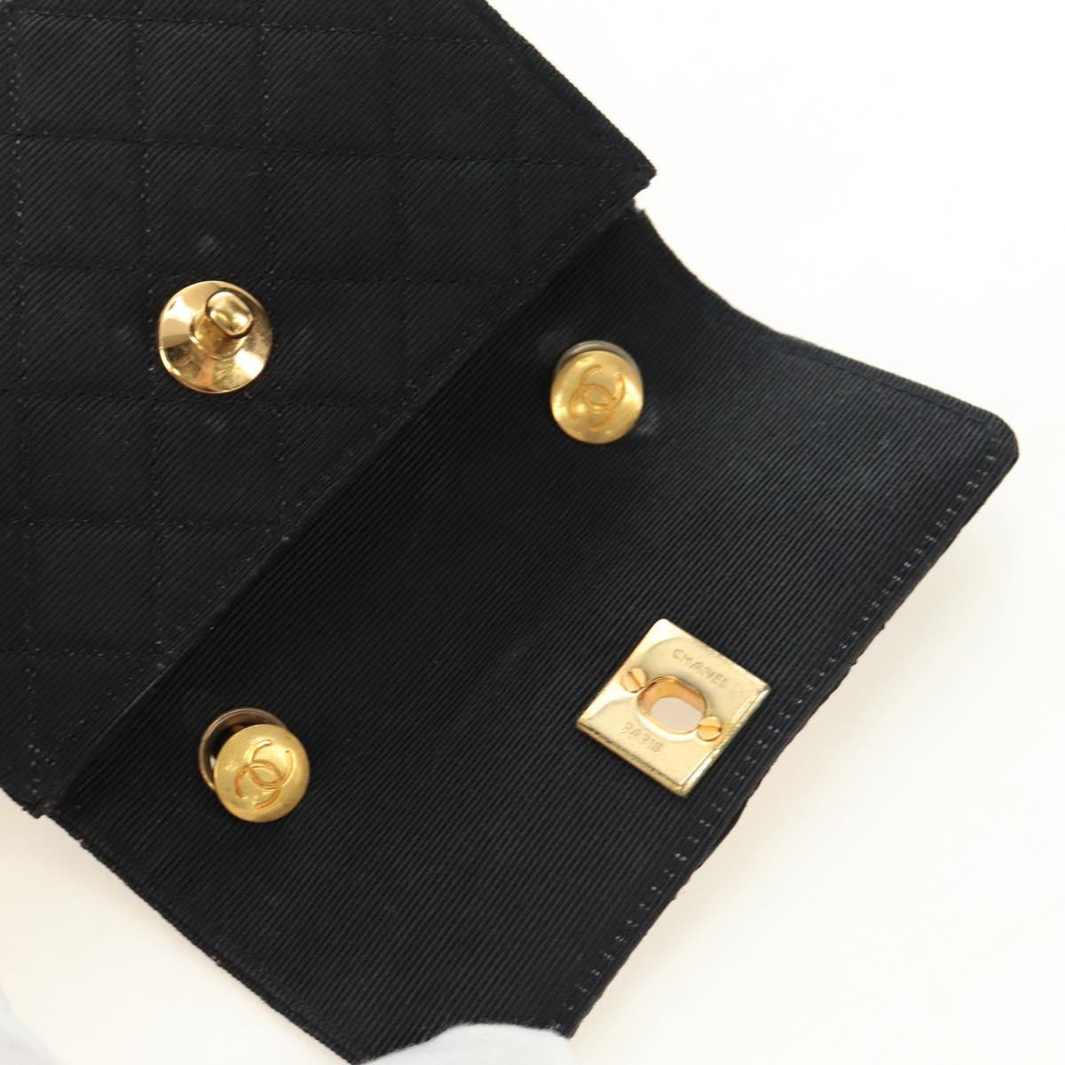 CHANEL Matelasse Chain Shoulder Pouch Canvas Black Gold CC Auth 184384V