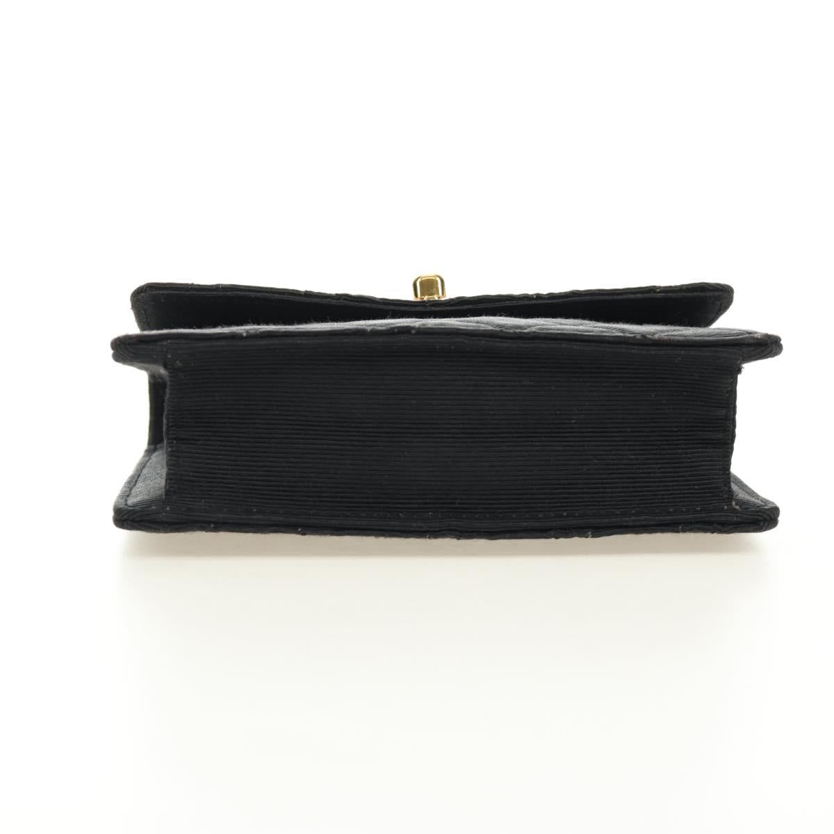CHANEL Matelasse Chain Shoulder Pouch Canvas Black Gold CC Auth 184384V