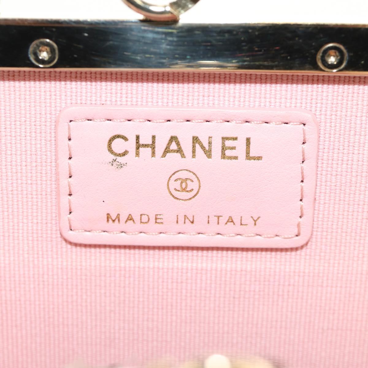 CHANEL Chain Shoulder Pouch Evening Bag Lamb Skin Black Gold CC Auth 184385SV