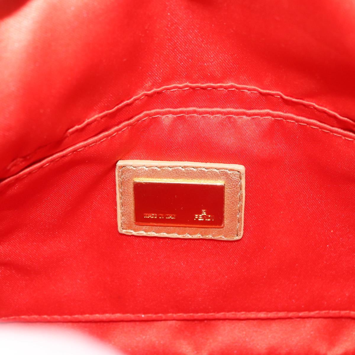 FENDI Zucchino Canvas Mamma Baguette Shoulder Bag Leather Gold Auth 184388M