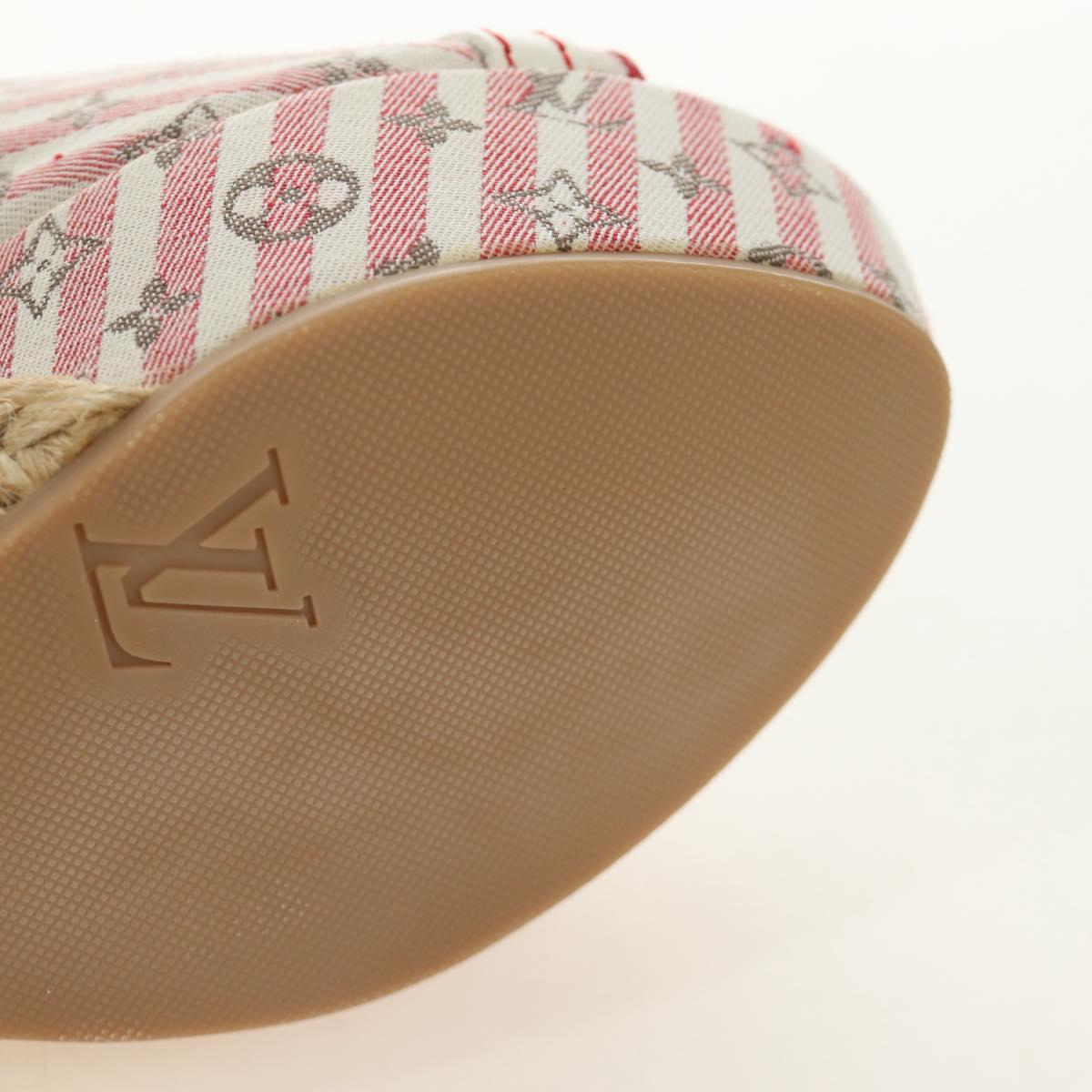 LOUIS VUITTON Monogram Mini Anemone Wedge Sandals Red Rouge LV Auth 184389M
