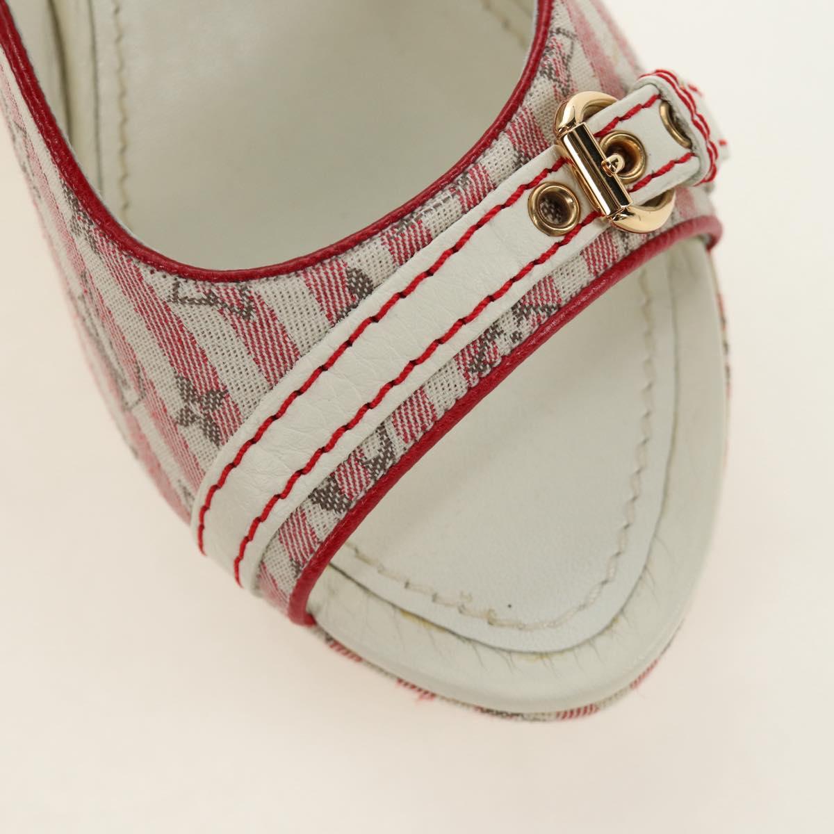 LOUIS VUITTON Monogram Mini Anemone Wedge Sandals Red Rouge LV Auth 184389M