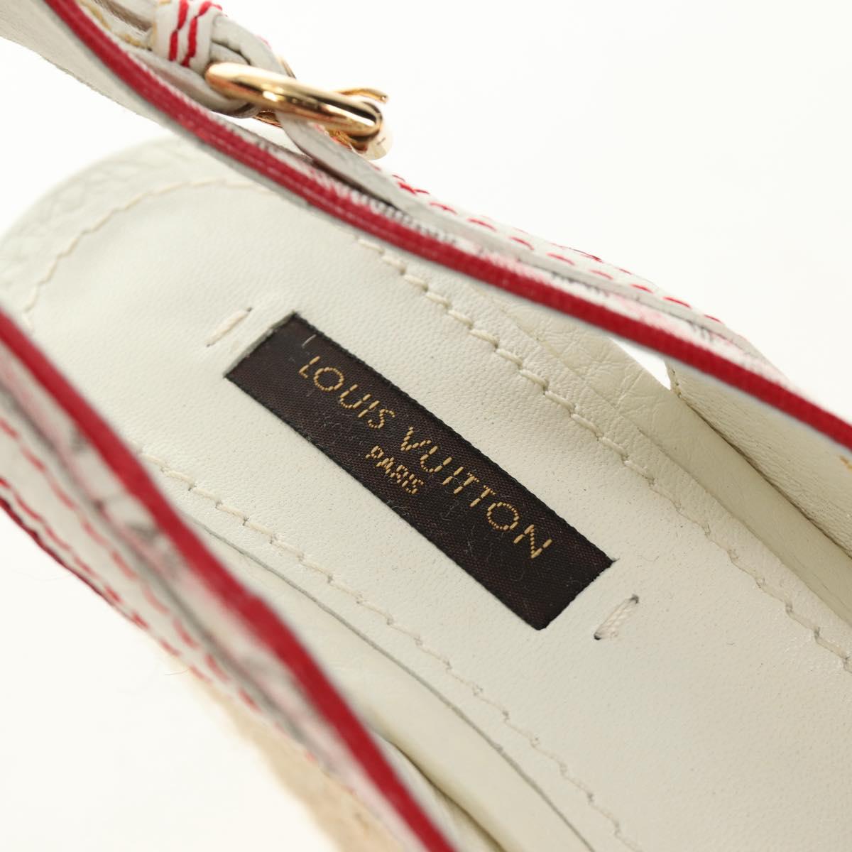 LOUIS VUITTON Monogram Mini Anemone Wedge Sandals Red Rouge LV Auth 184389M