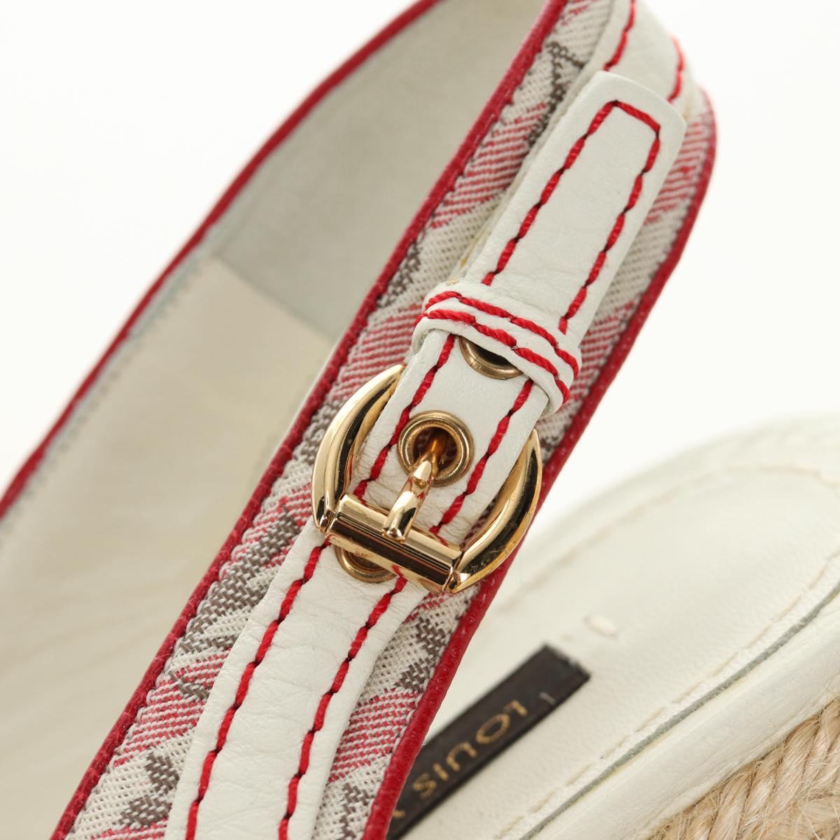 LOUIS VUITTON Monogram Mini Anemone Wedge Sandals Red Rouge LV Auth 184389M