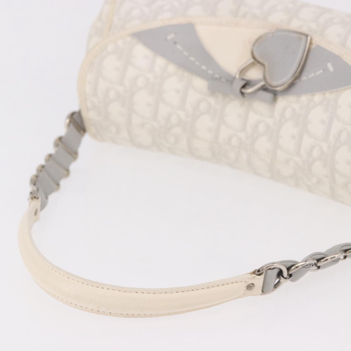 Christian Dior Trotter Canvas Romantic Chain Bag PVC White Silver Auth 184394SAM