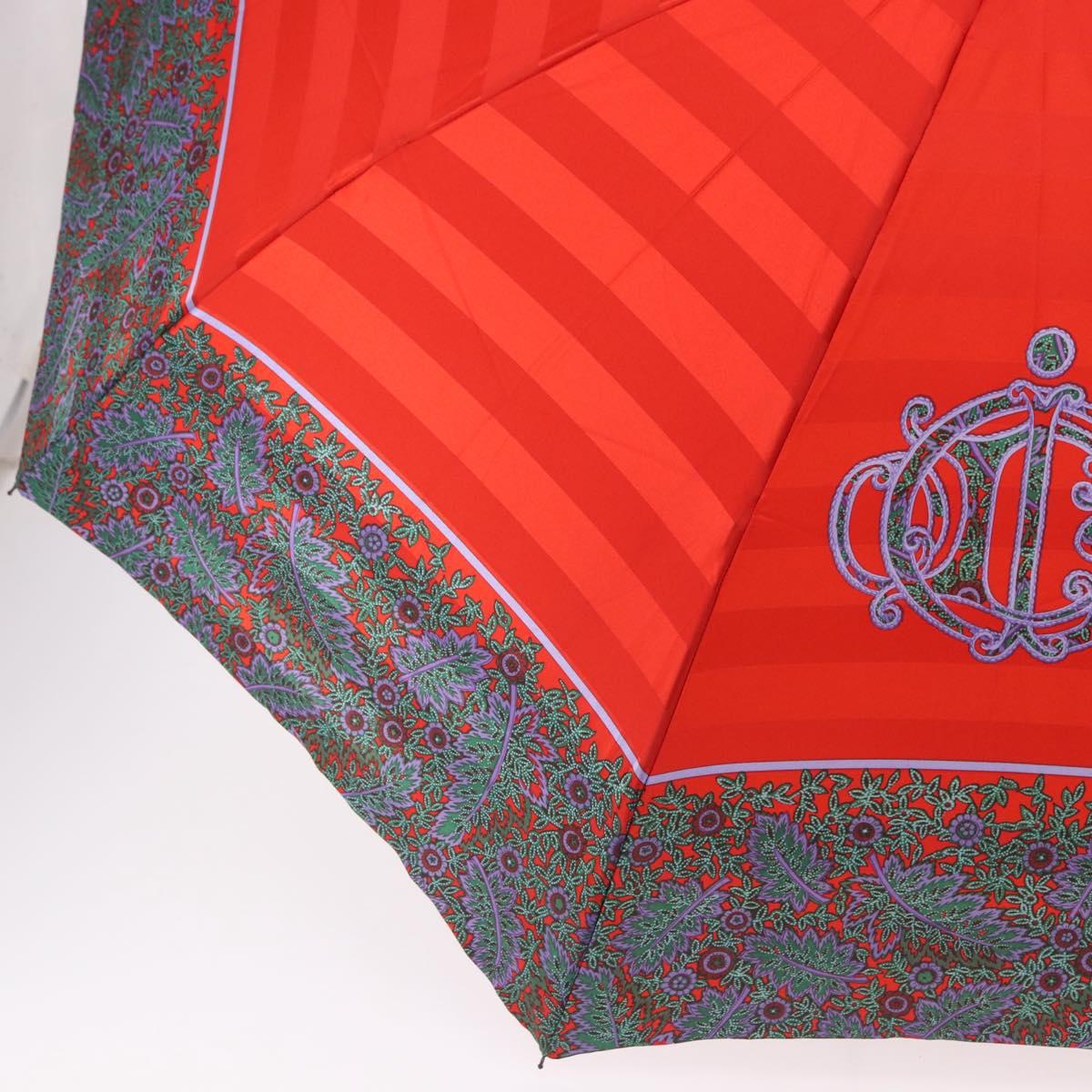 Christian Dior Folding Umbrella Polyester Made by Kanebo Red Gold Auth 184395M