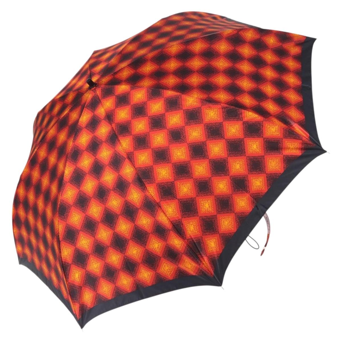 SAINT LAURENT Folding Umbrella Polyester Red Gold Auth 184398M