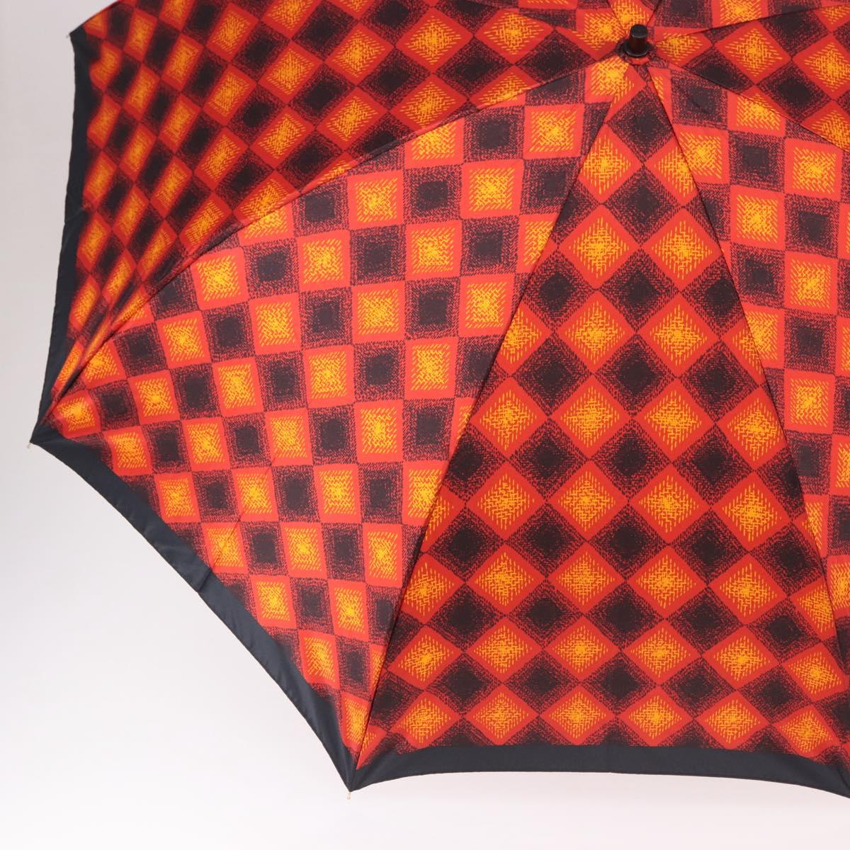 SAINT LAURENT Folding Umbrella Polyester Red Gold Auth 184398M
