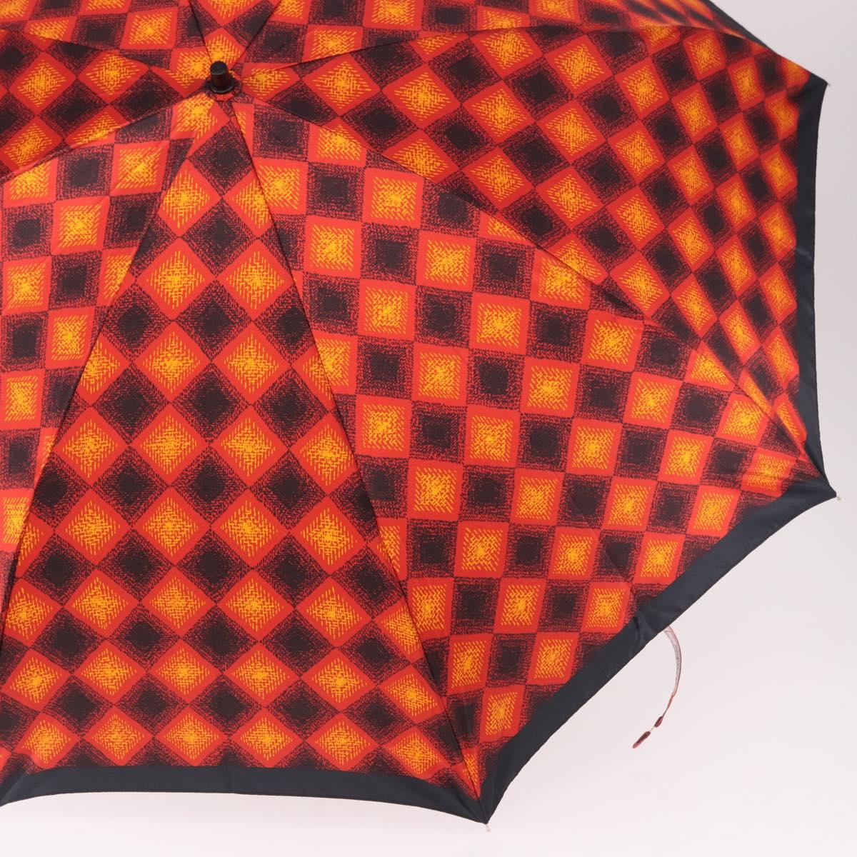 SAINT LAURENT Folding Umbrella Polyester Red Gold Auth 184398M