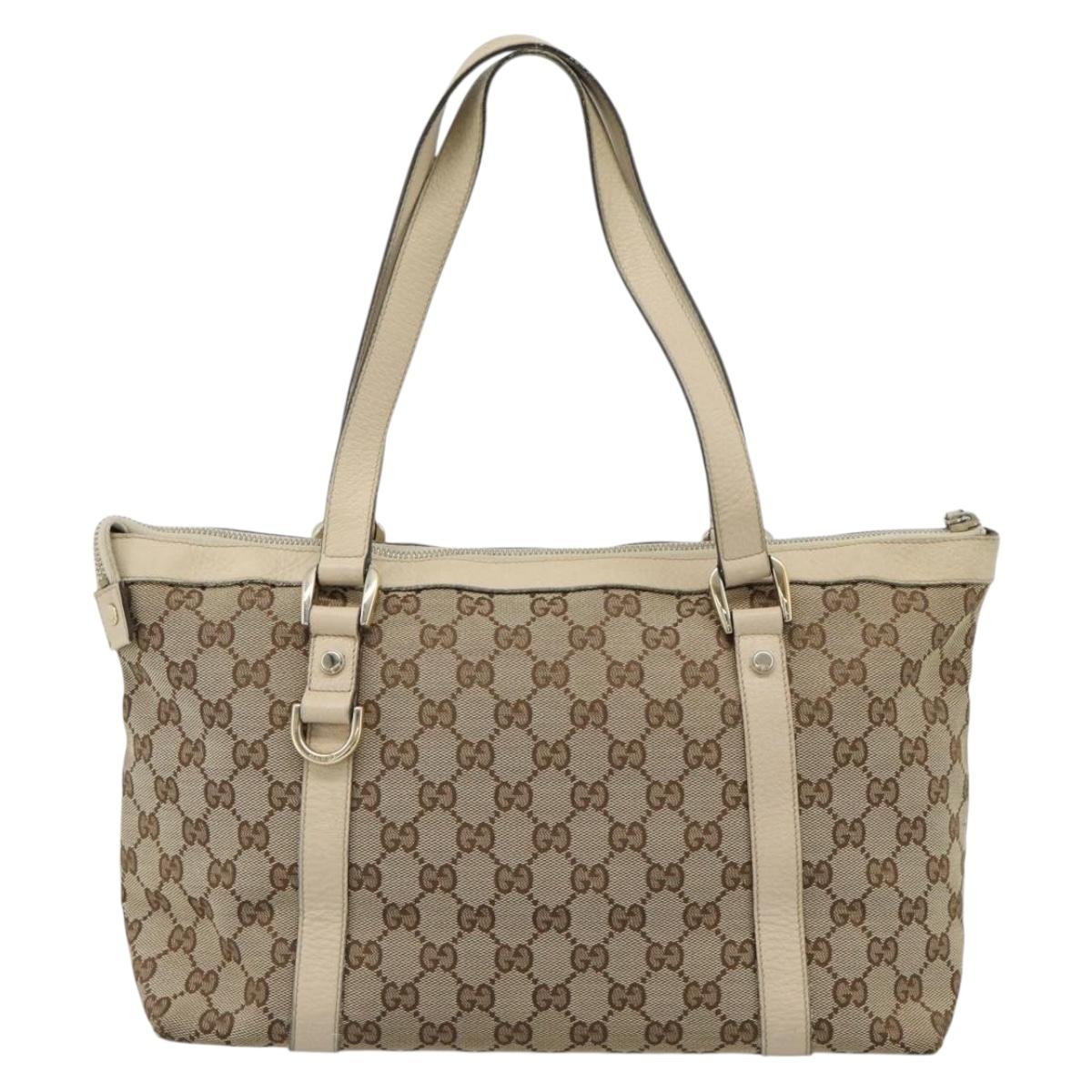 GUCCI GG Canvas Abbey Tote Bag Beige Gold 141470 Auth 184405