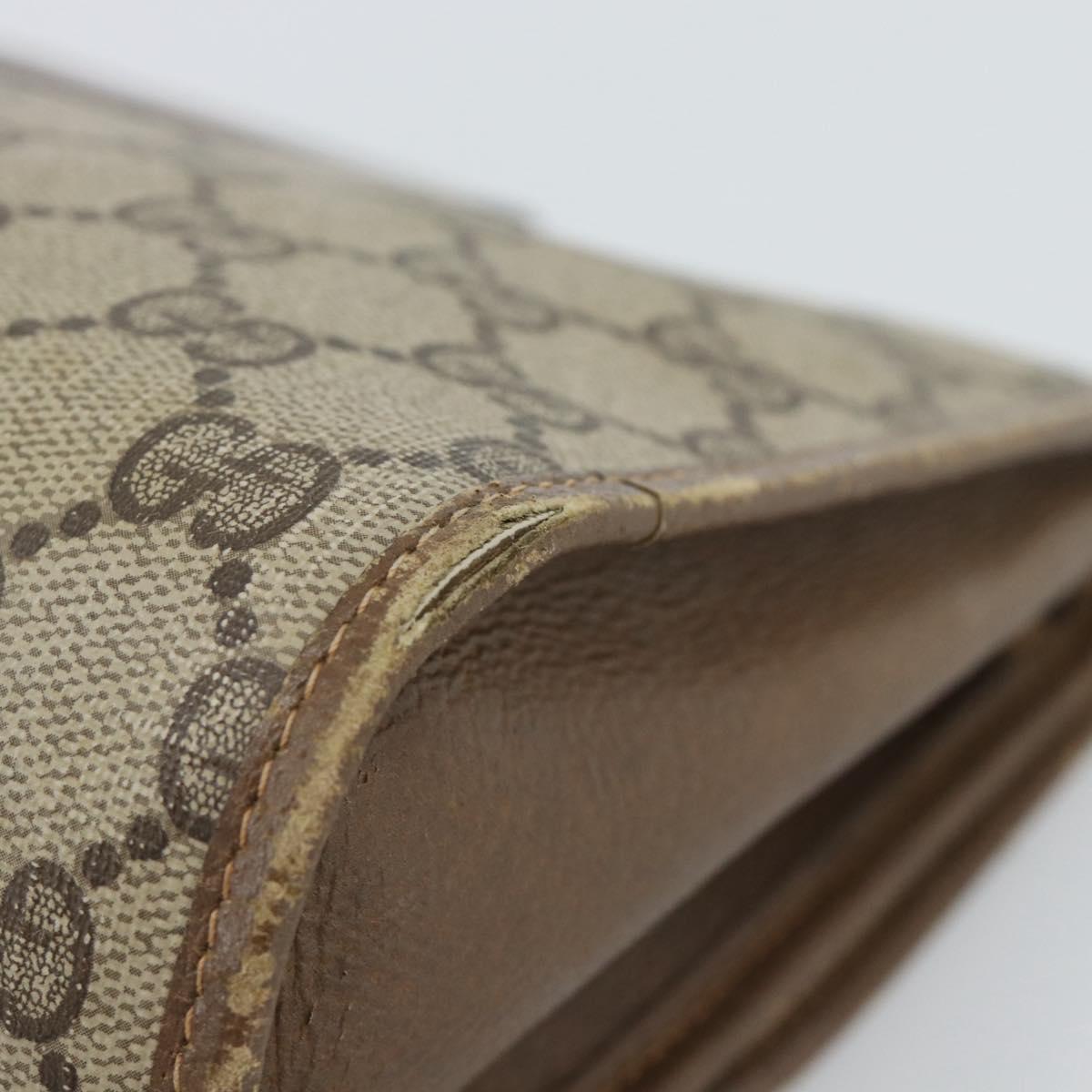 GUCCI GG Supreme Web Sherry Line Clutch Bag PVC Beige Gold 89 01 030 Auth 184406