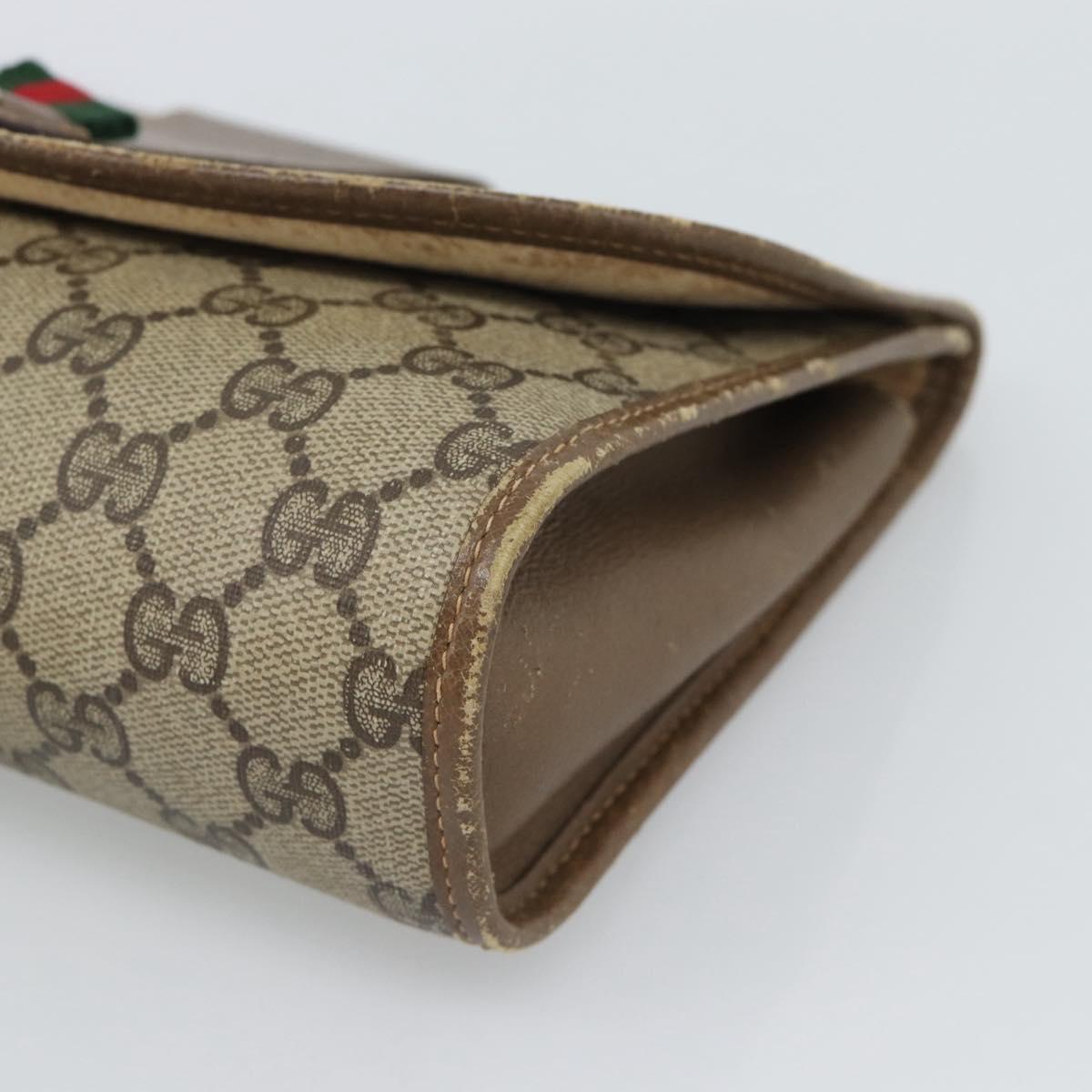 GUCCI GG Supreme Web Sherry Line Clutch Bag PVC Beige Gold 89 01 030 Auth 184406