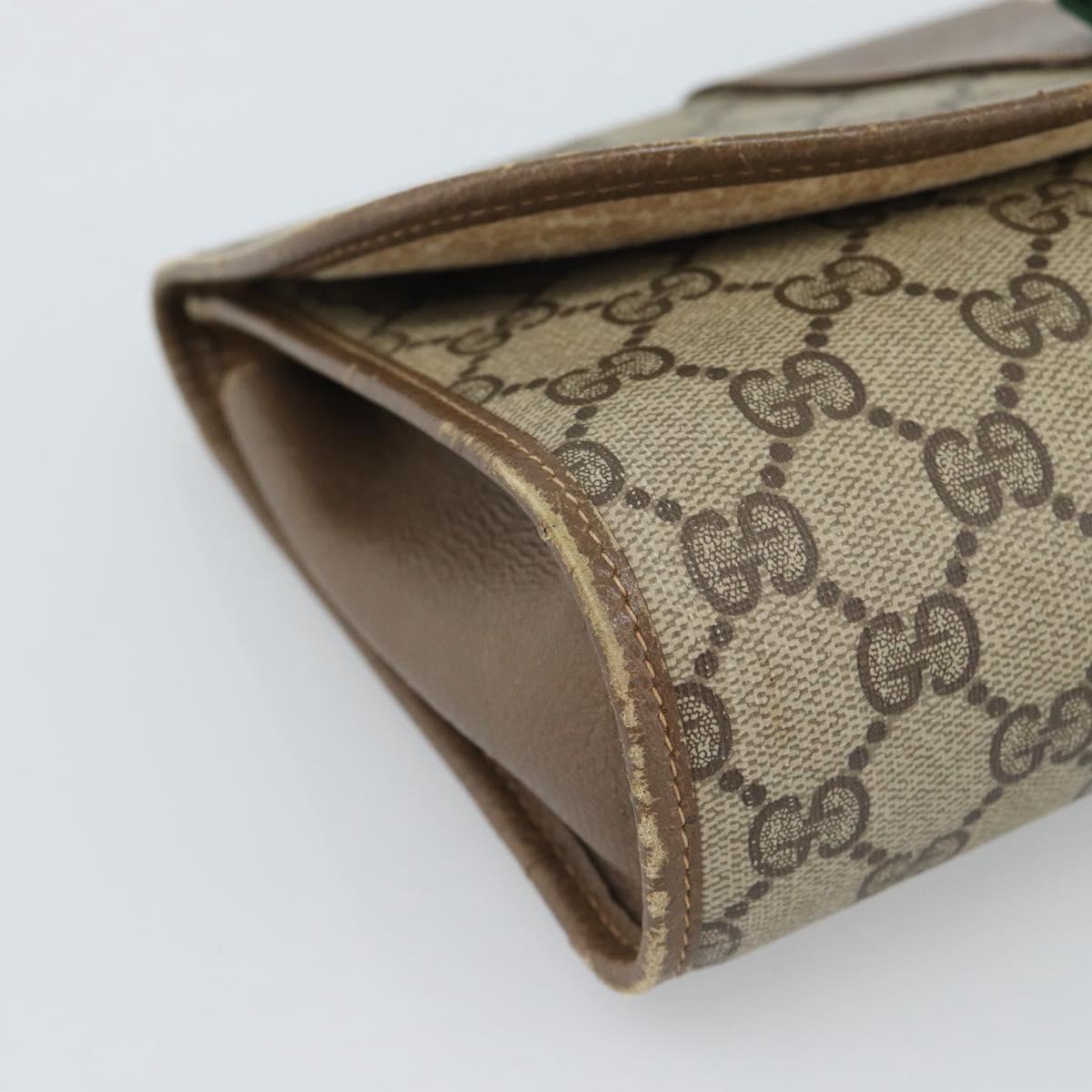 GUCCI GG Supreme Web Sherry Line Clutch Bag PVC Beige Gold 89 01 030 Auth 184406