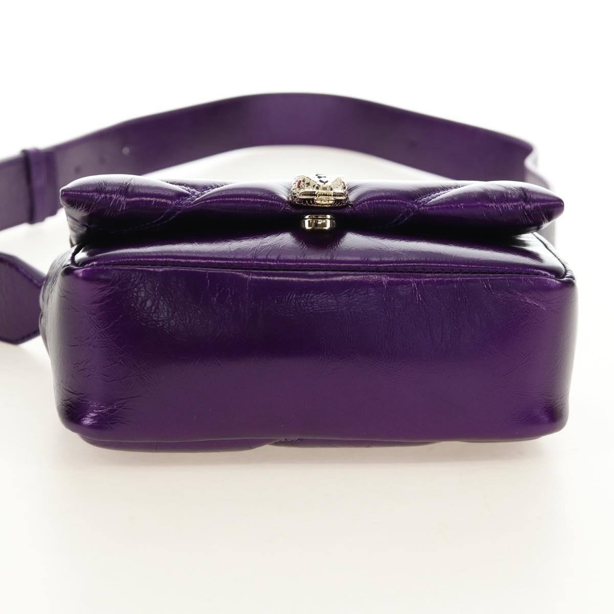BVLGARI Serpenti Cabochon Cross Body Bag Leather Purple Gold Auth 184409SAM