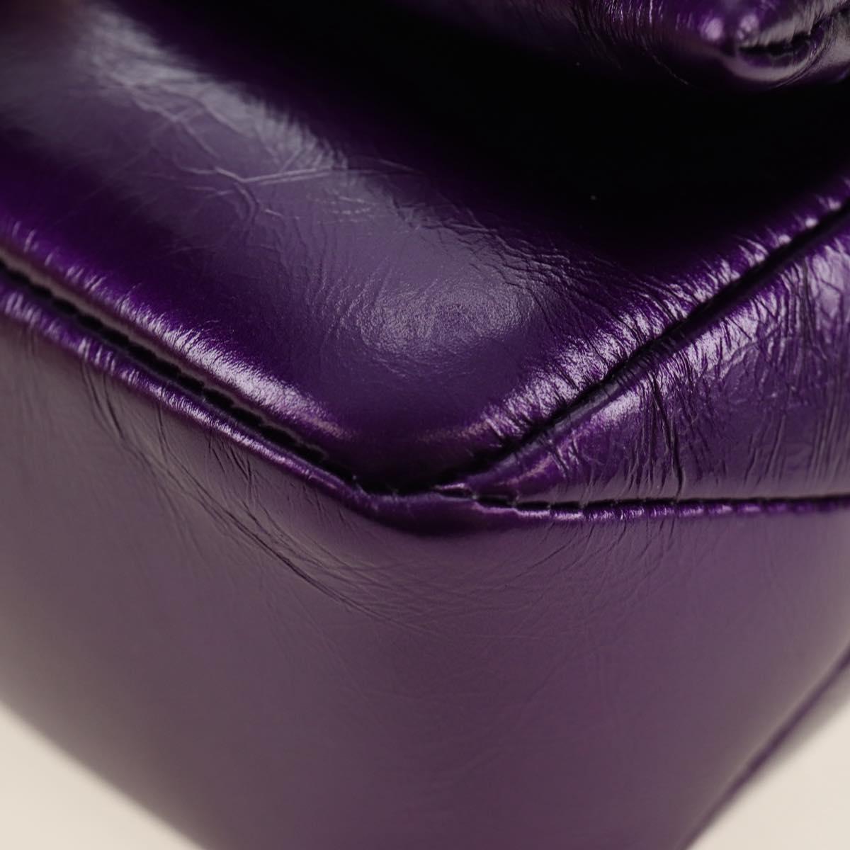 BVLGARI Serpenti Cabochon Cross Body Bag Leather Purple Gold Auth 184409SAM
