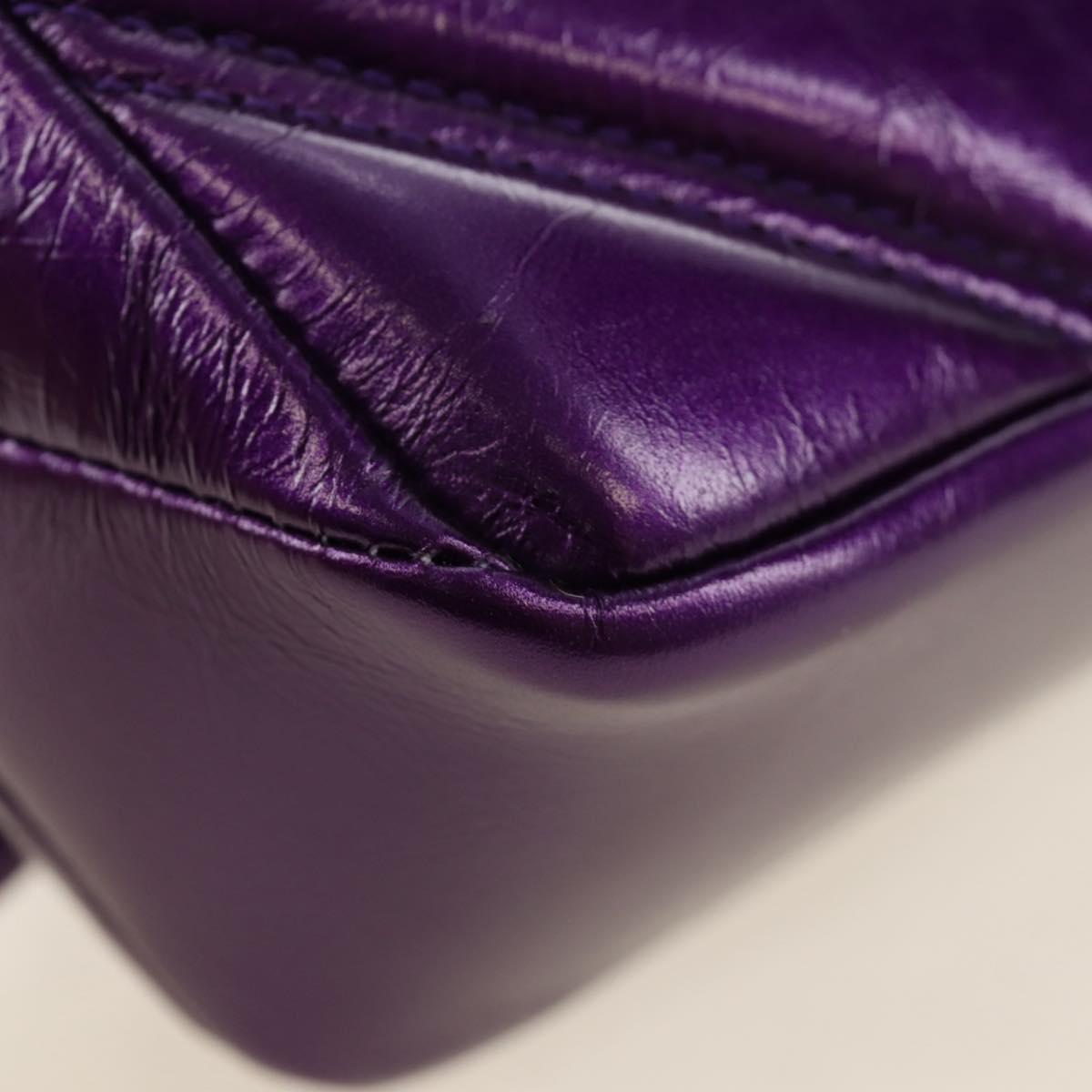 BVLGARI Serpenti Cabochon Cross Body Bag Leather Purple Gold Auth 184409SAM