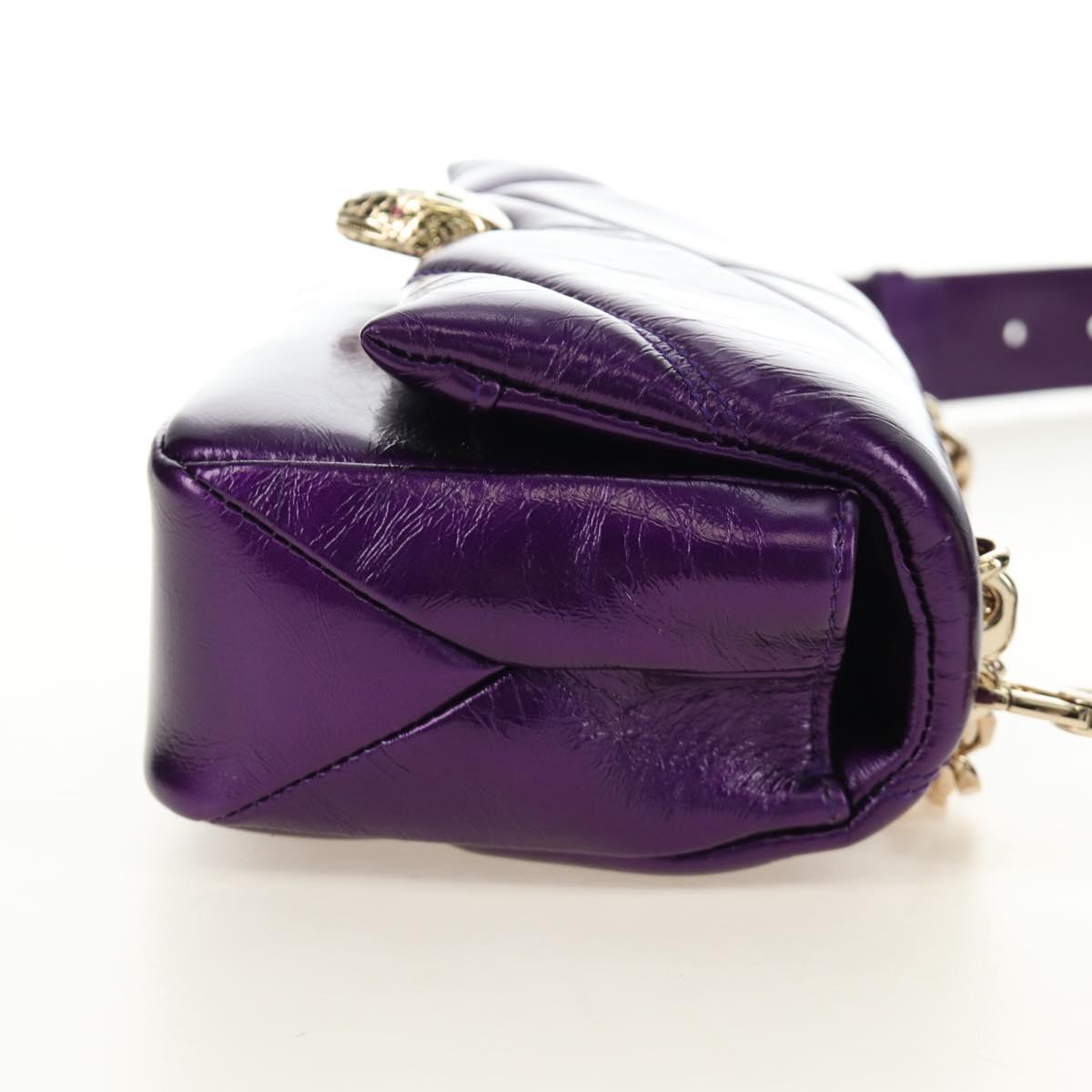 BVLGARI Serpenti Cabochon Cross Body Bag Leather Purple Gold Auth 184409SAM