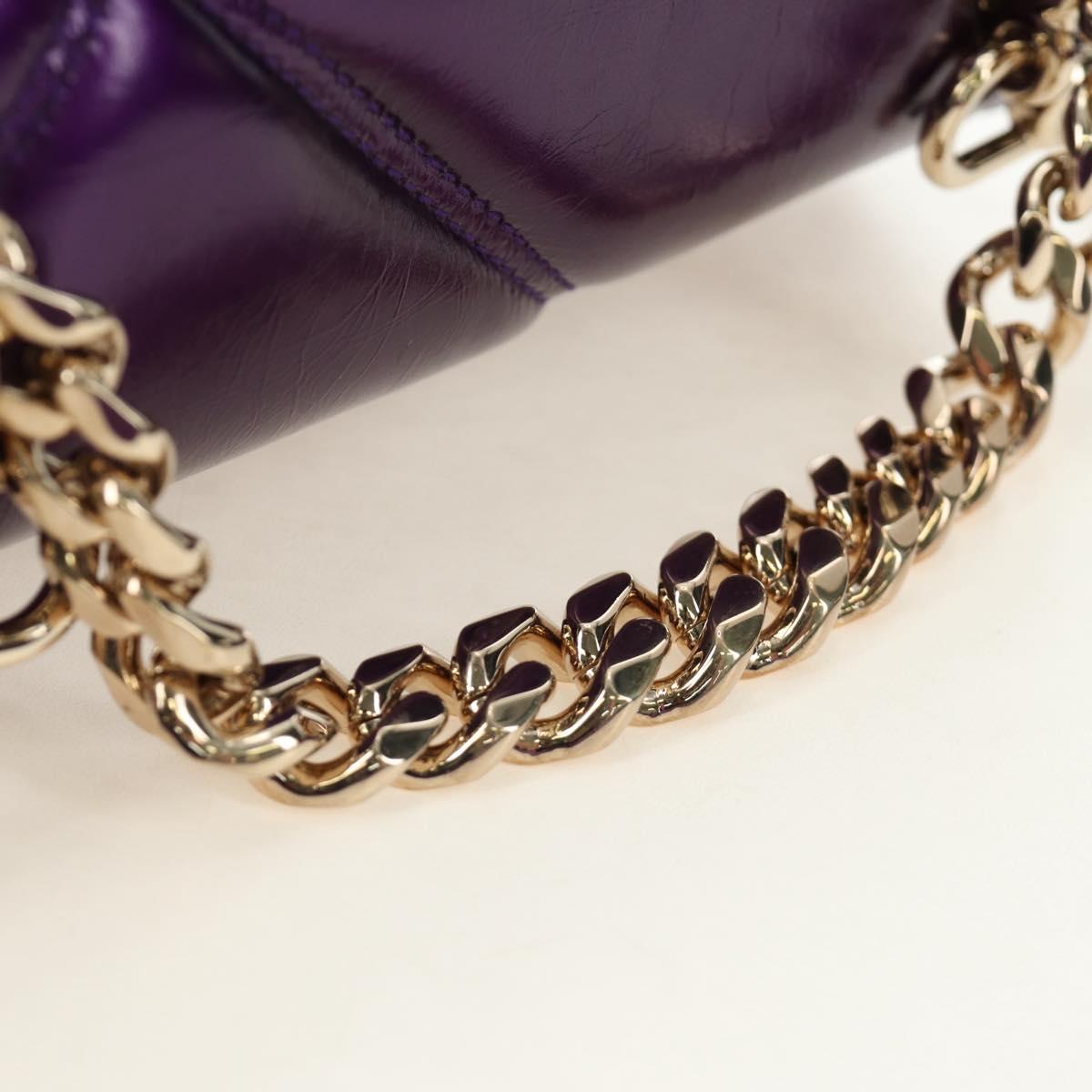 BVLGARI Serpenti Cabochon Cross Body Bag Leather Purple Gold Auth 184409SAM