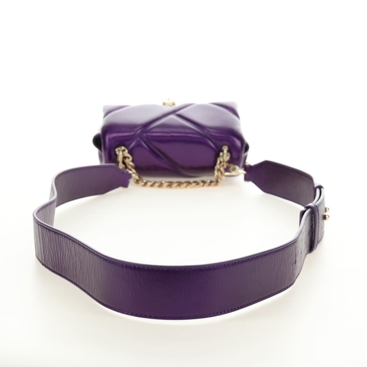 BVLGARI Serpenti Cabochon Cross Body Bag Leather Purple Gold Auth 184409SAM